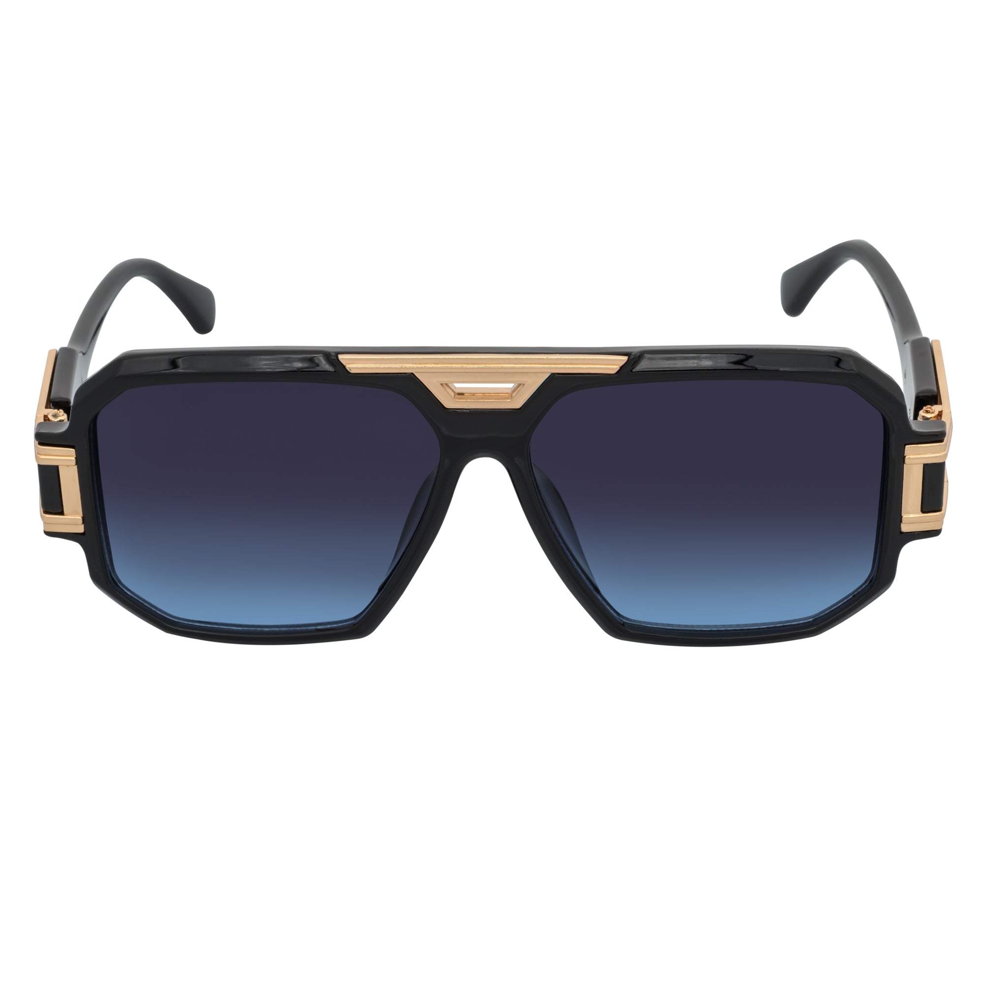LEGEND - Retro Flat Top Square Sunglasses Black Blue - Lavender Fade