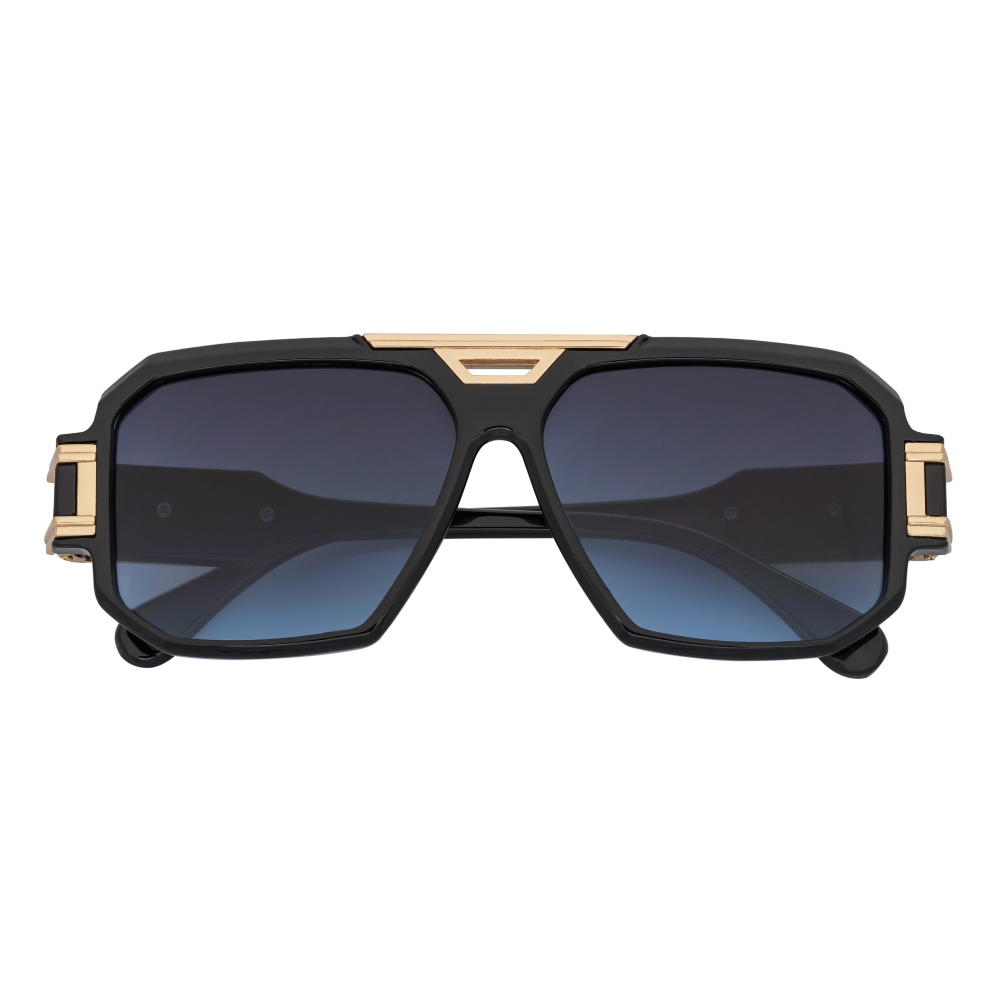LEGEND - Retro Flat Top Square Sunglasses Black Blue - Lavender Fade