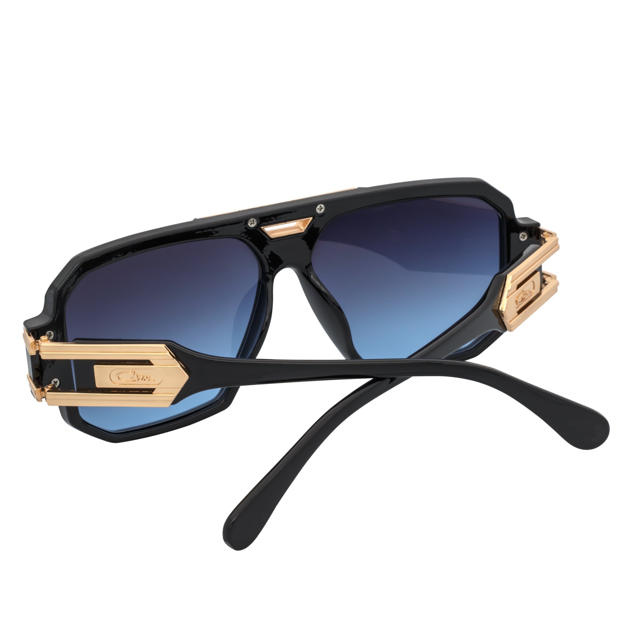 LEGEND - Retro Flat Top Square Sunglasses Black Blue - Lavender Fade
