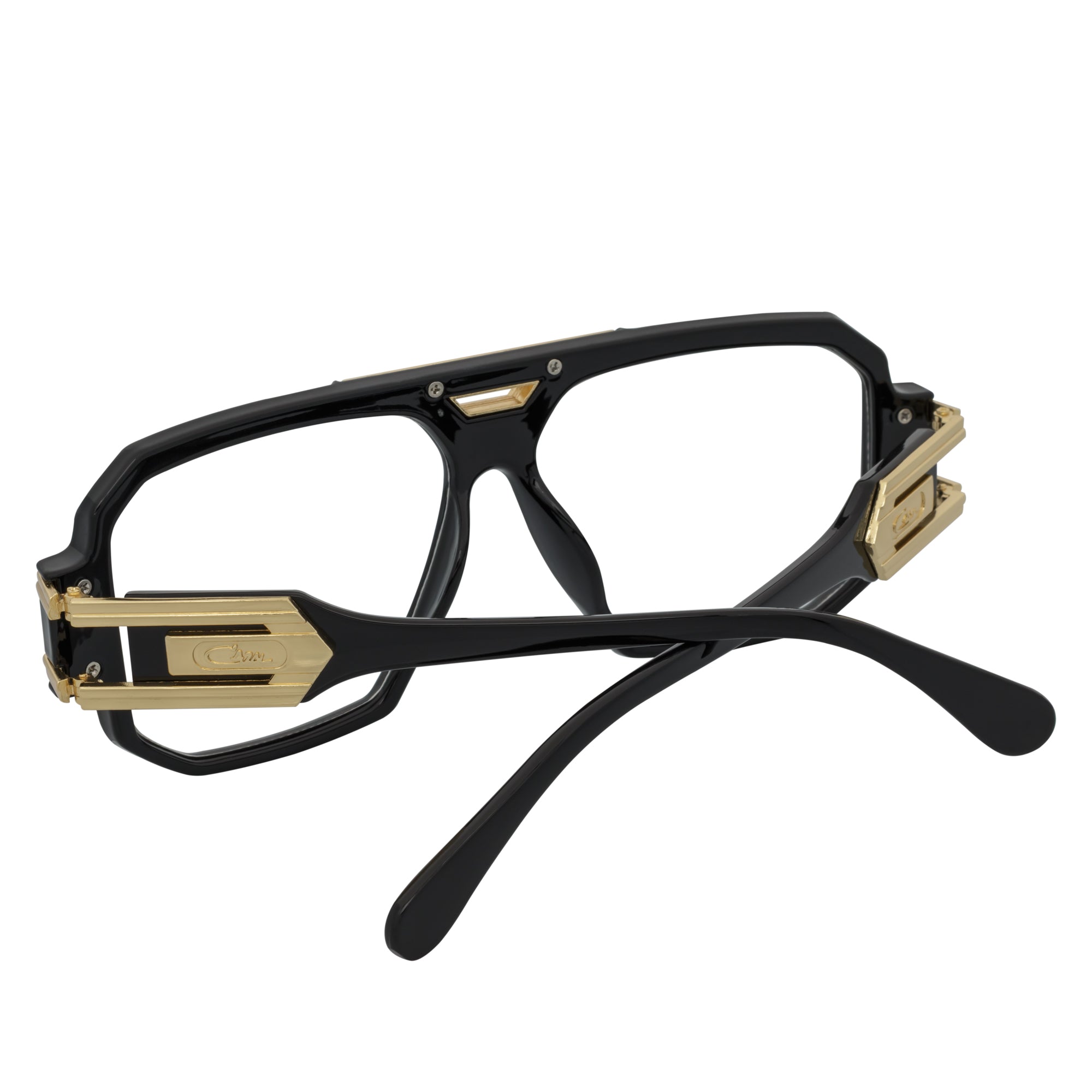 LEGEND - Retro Flat Top Square Sunglasses Black Clear Blue Light Lens