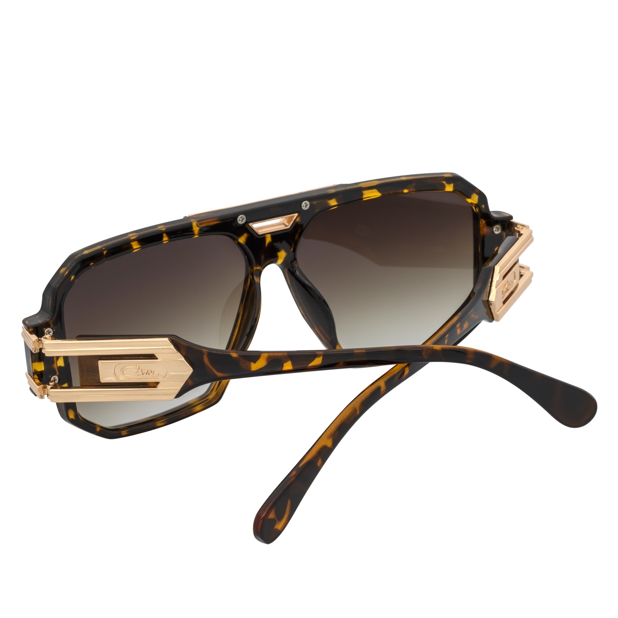 LEGEND - Retro Flat Top Square Sunglasses Brown Tortoise Amber Fade