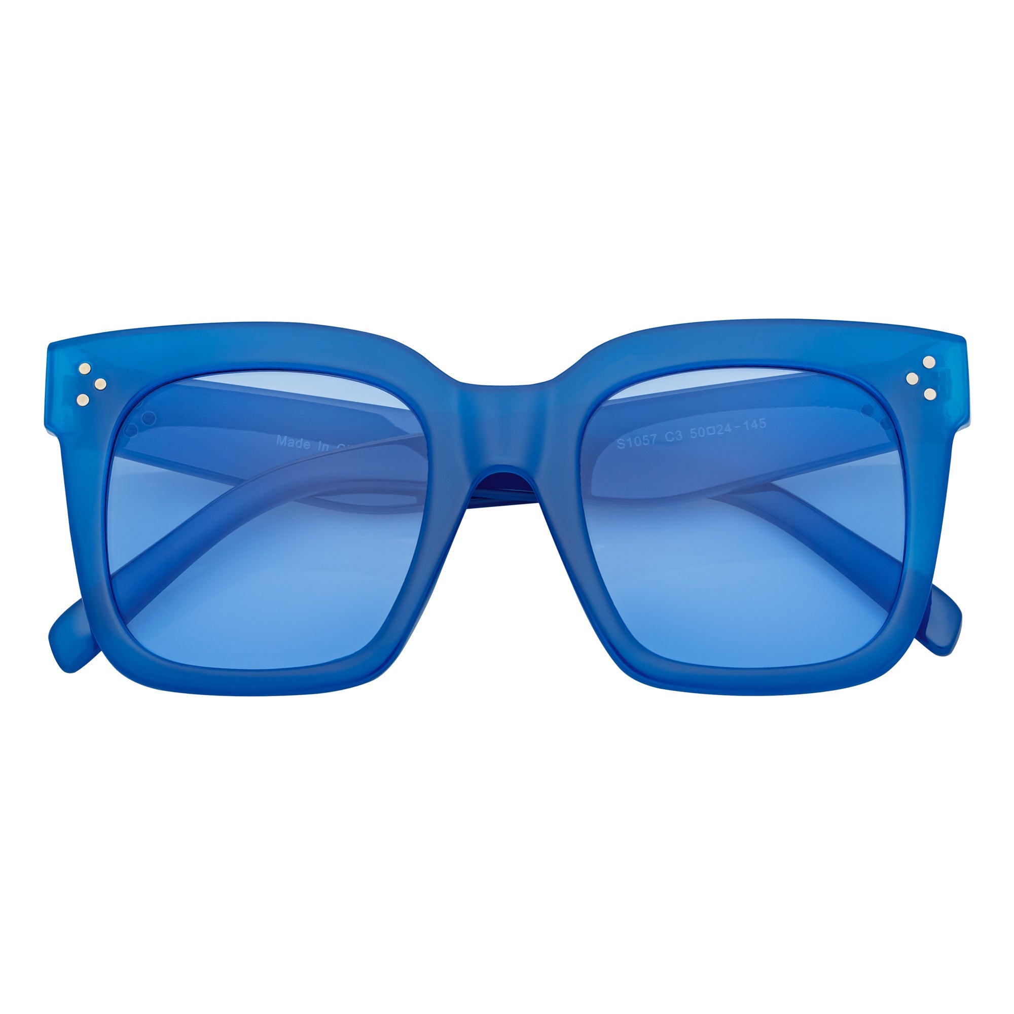 LEIA - Oversize Square Horn Rimmed Sunglasses Blue
