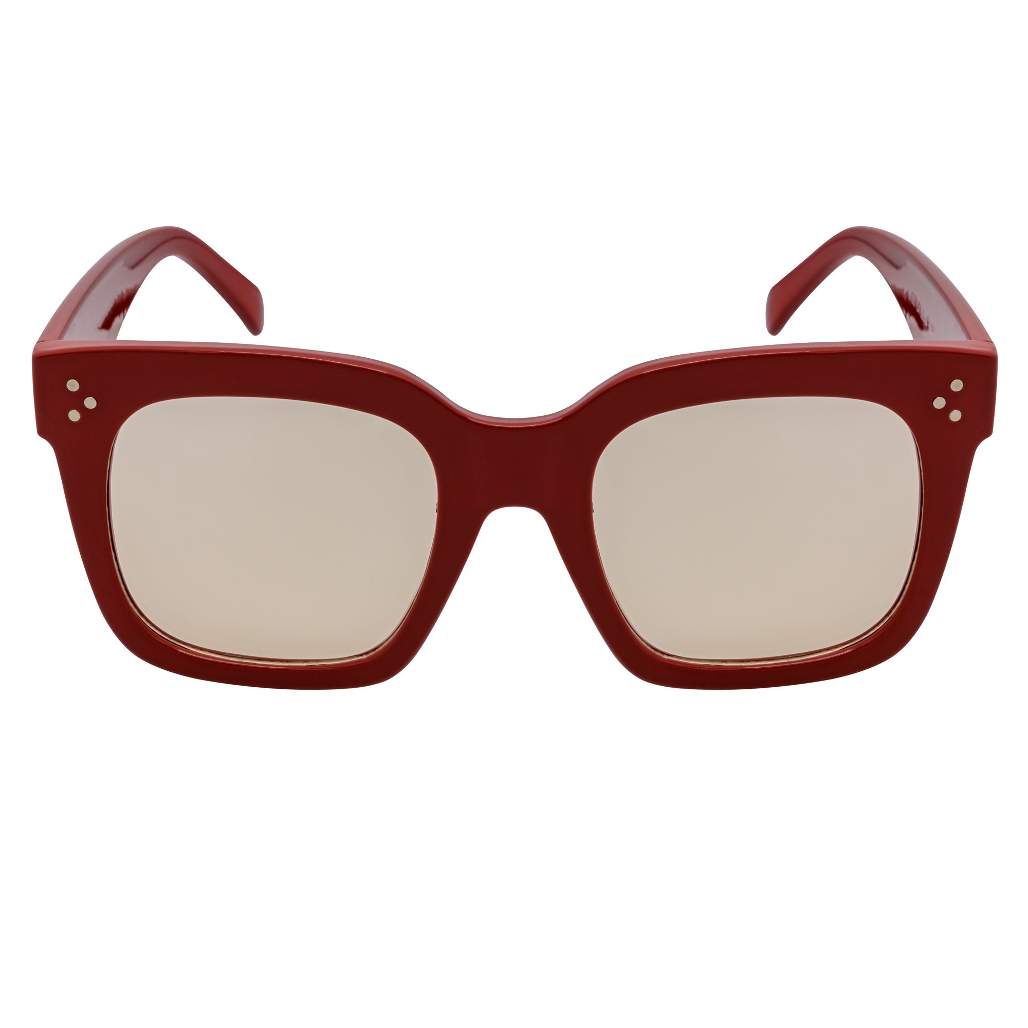 LEIA - Oversize Square Horn Rimmed Sunglasses Maroon Light-Tan Tint