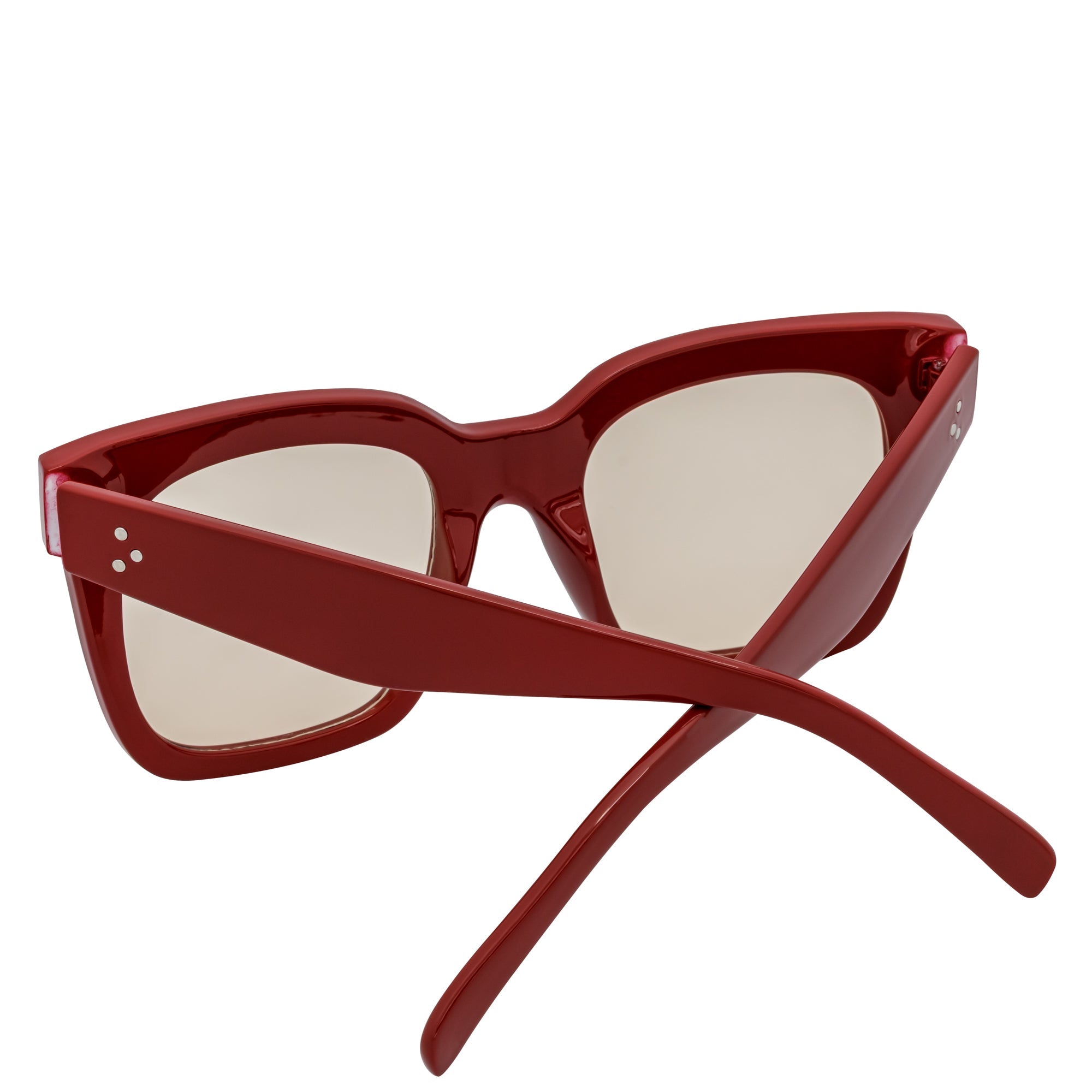 LEIA - Oversize Square Horn Rimmed Sunglasses Maroon Light-Tan Tint