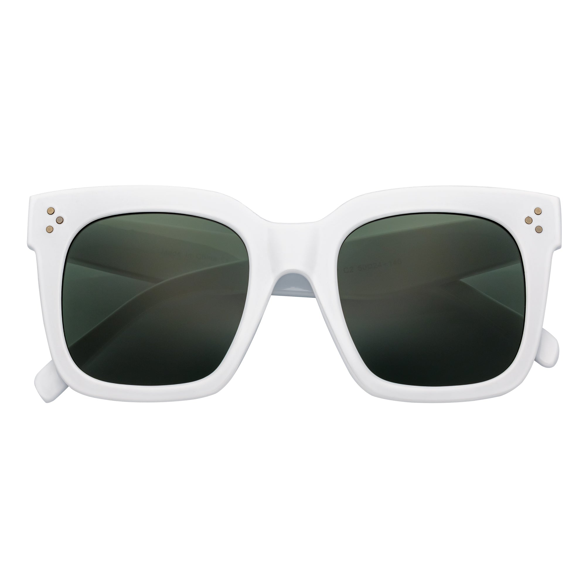 LEIA - Oversize Square Horn Rimmed Sunglasses White Smoke