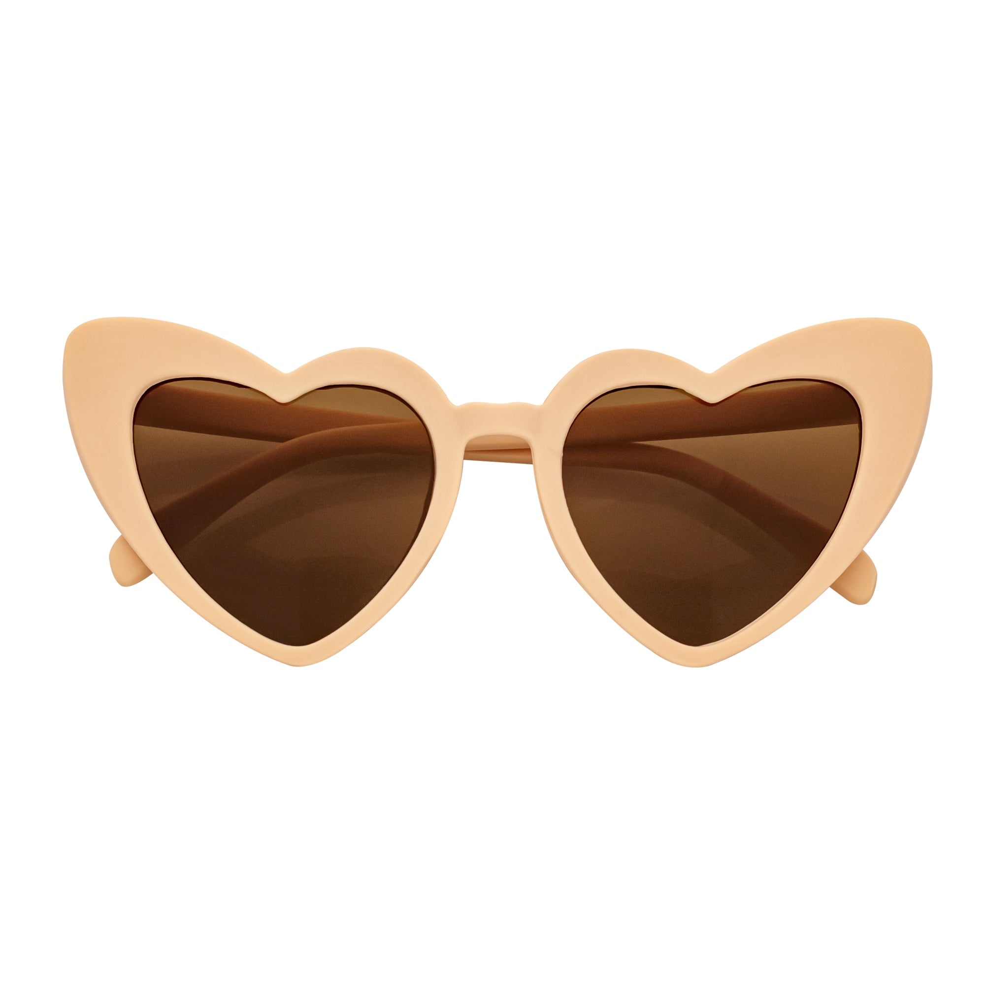 LITTLEHEART - Kids Girls Small Heart Shaped Sunglasses Tan Brown Tint