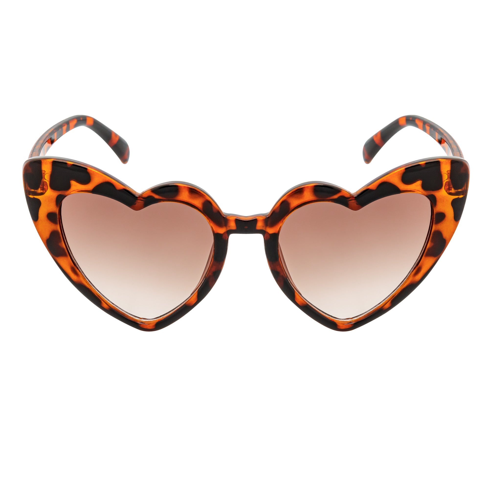 LITTLEHEART - Kids Girls Small Heart Shaped Sunglasses Tortoise Amber Lens