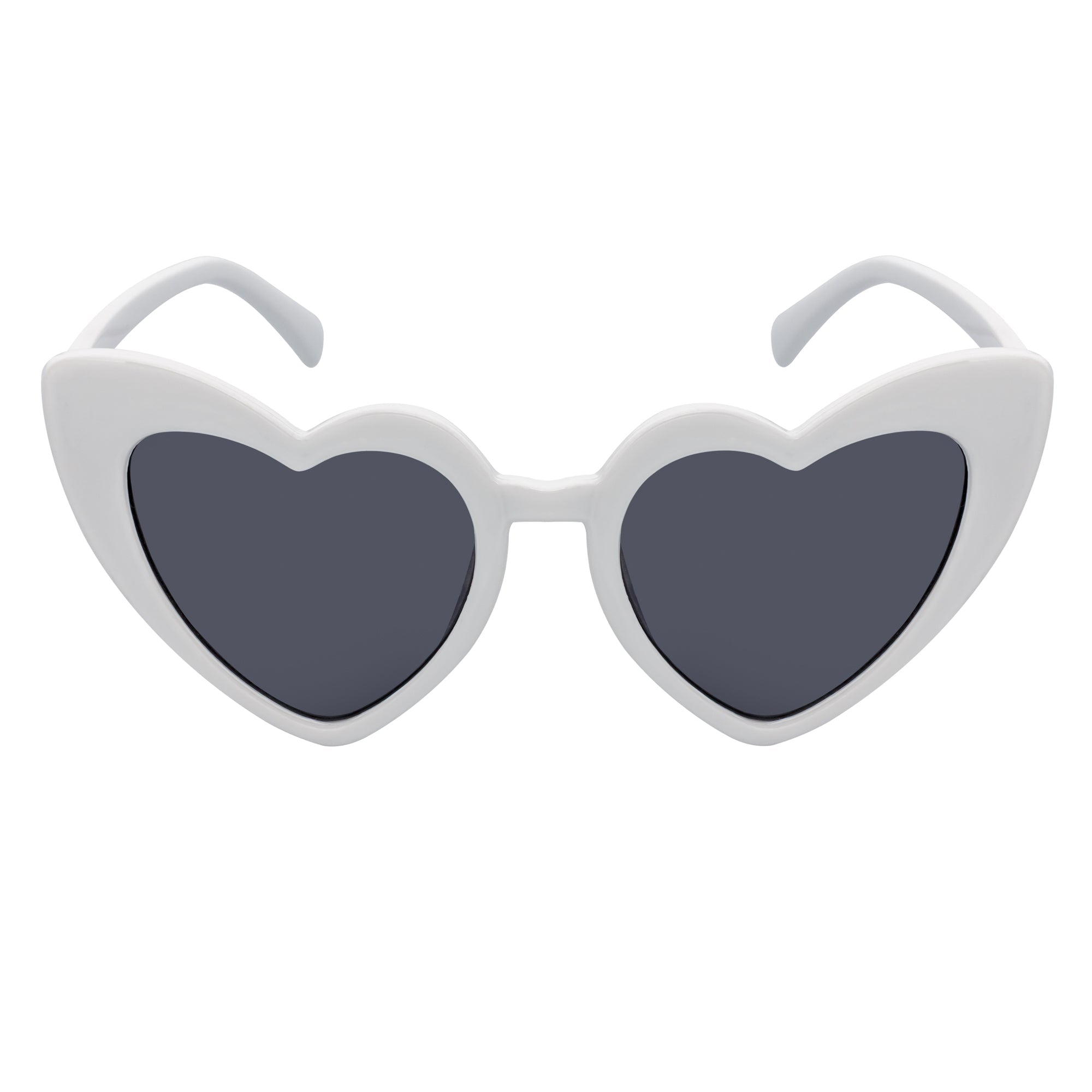 LITTLEHEART - Kids Girls Small Heart Shaped Sunglasses White Smoke Lens