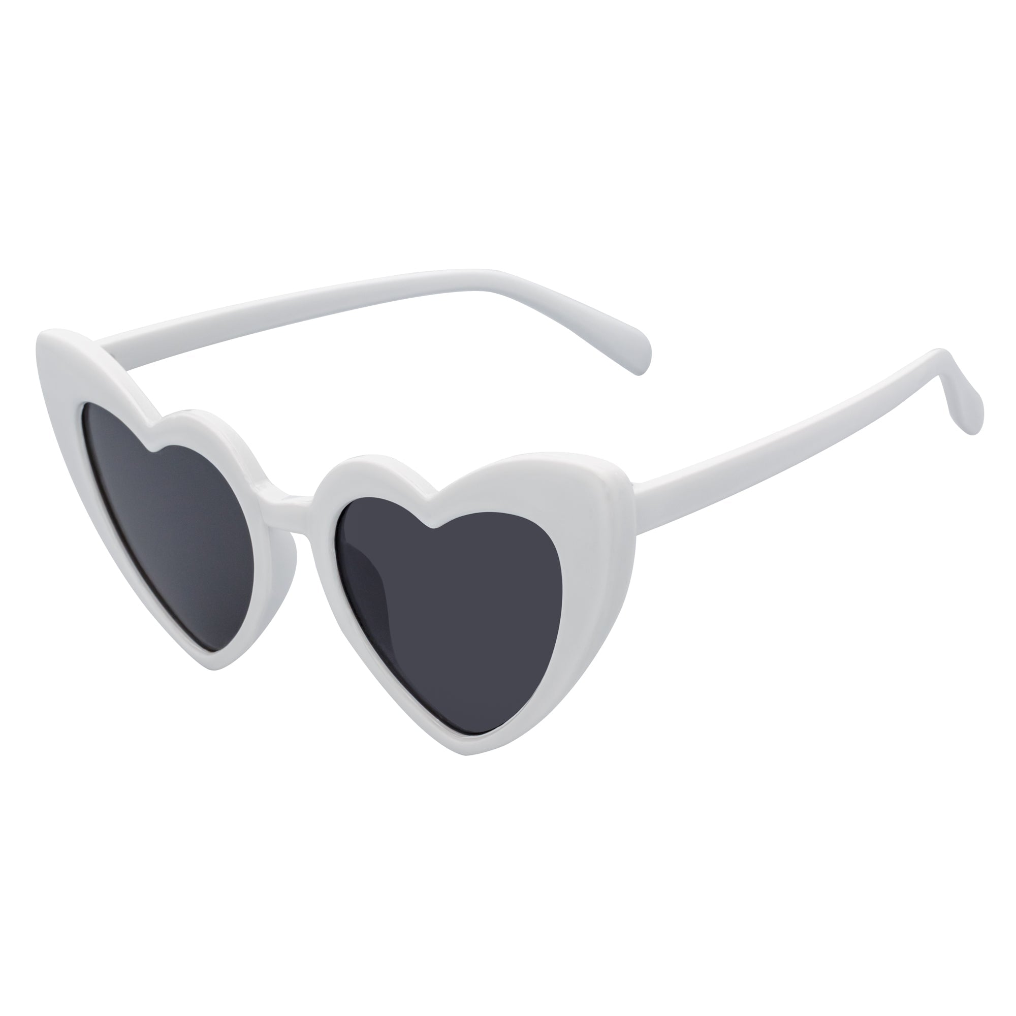 LITTLEHEART - Kids Girls Small Heart Shaped Sunglasses White Smoke Lens