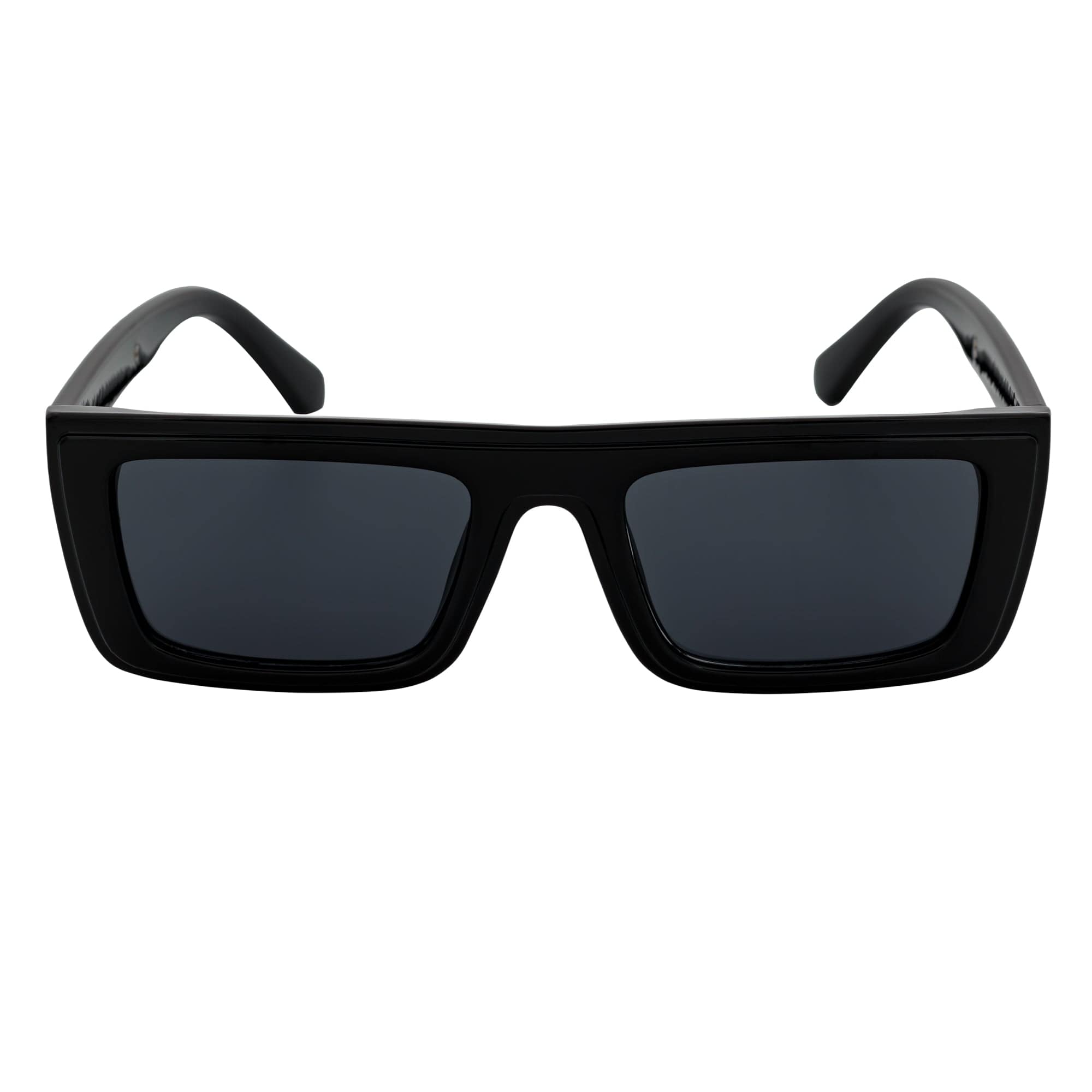 LOWKEY - Small Flat Top Rectangle Square Frame Sunglasses Black Smoke - MorspecsM1097-1