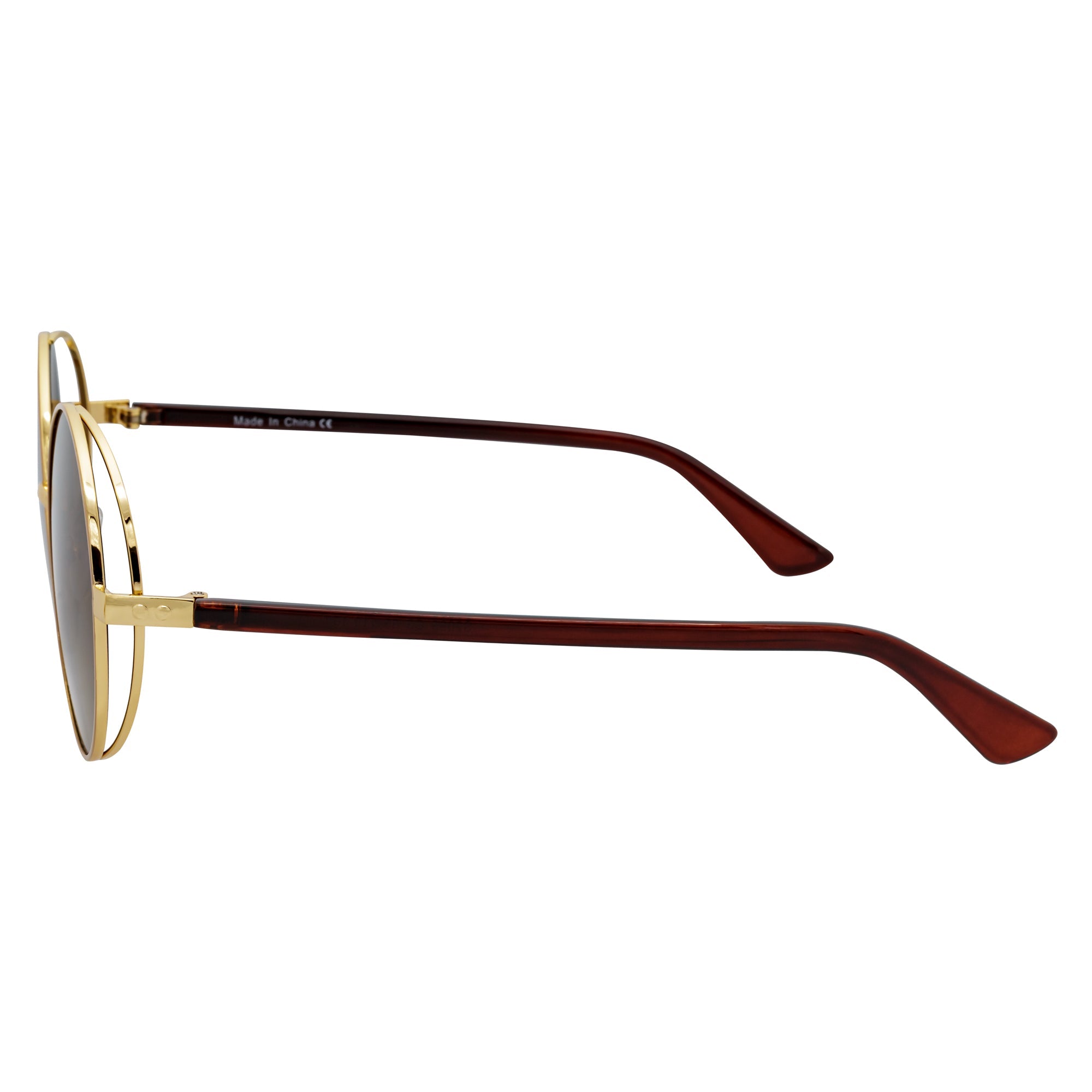 LUNA - Oversize Metal Round Sunglasses Gold-Brown Fade