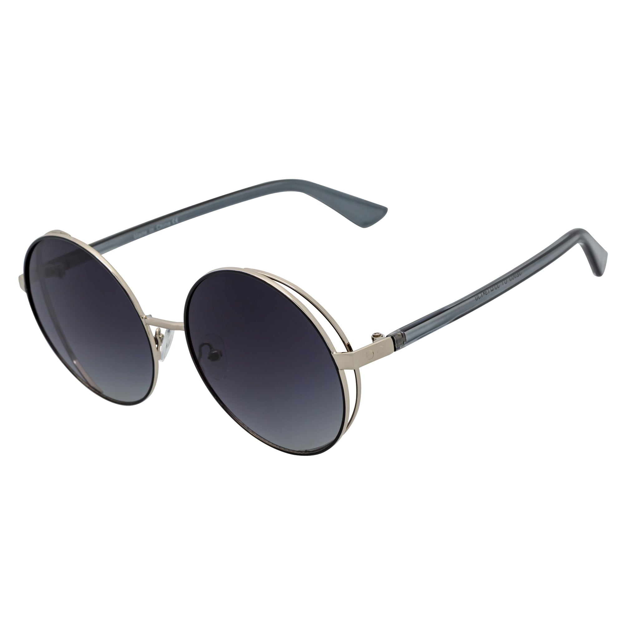 LUNA - Oversize Metal Round Sunglasses Silver-Gray Lavender Fade