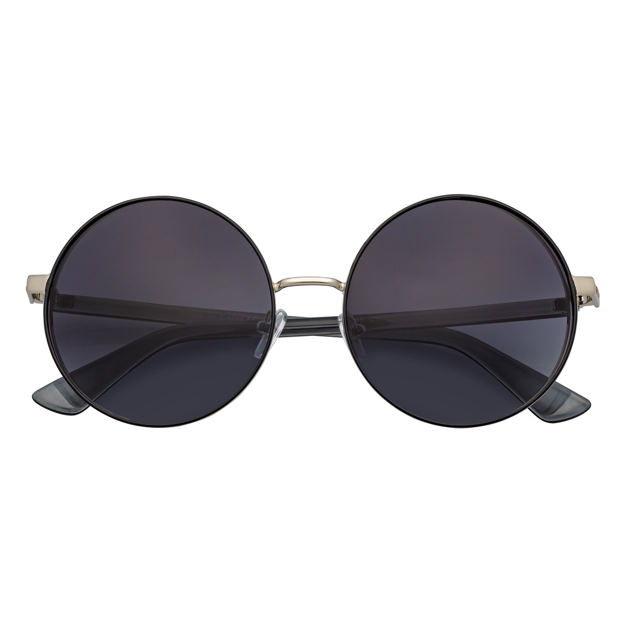 LUNA - Oversize Metal Round Sunglasses Silver-Gray Lavender Fade