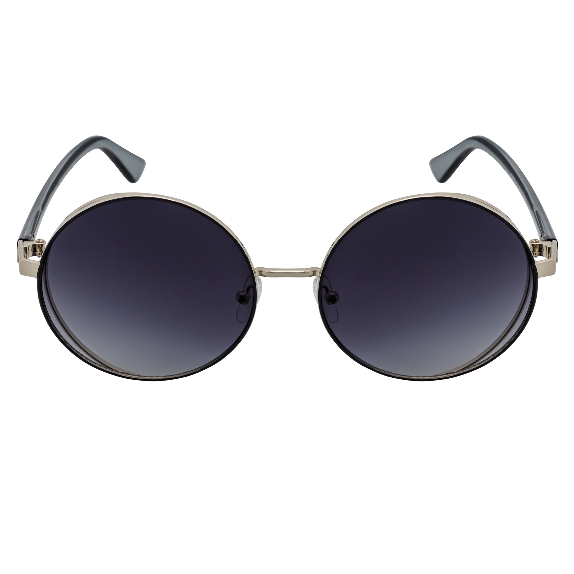 LUNA - Oversize Metal Round Sunglasses Silver-Gray Lavender Fade