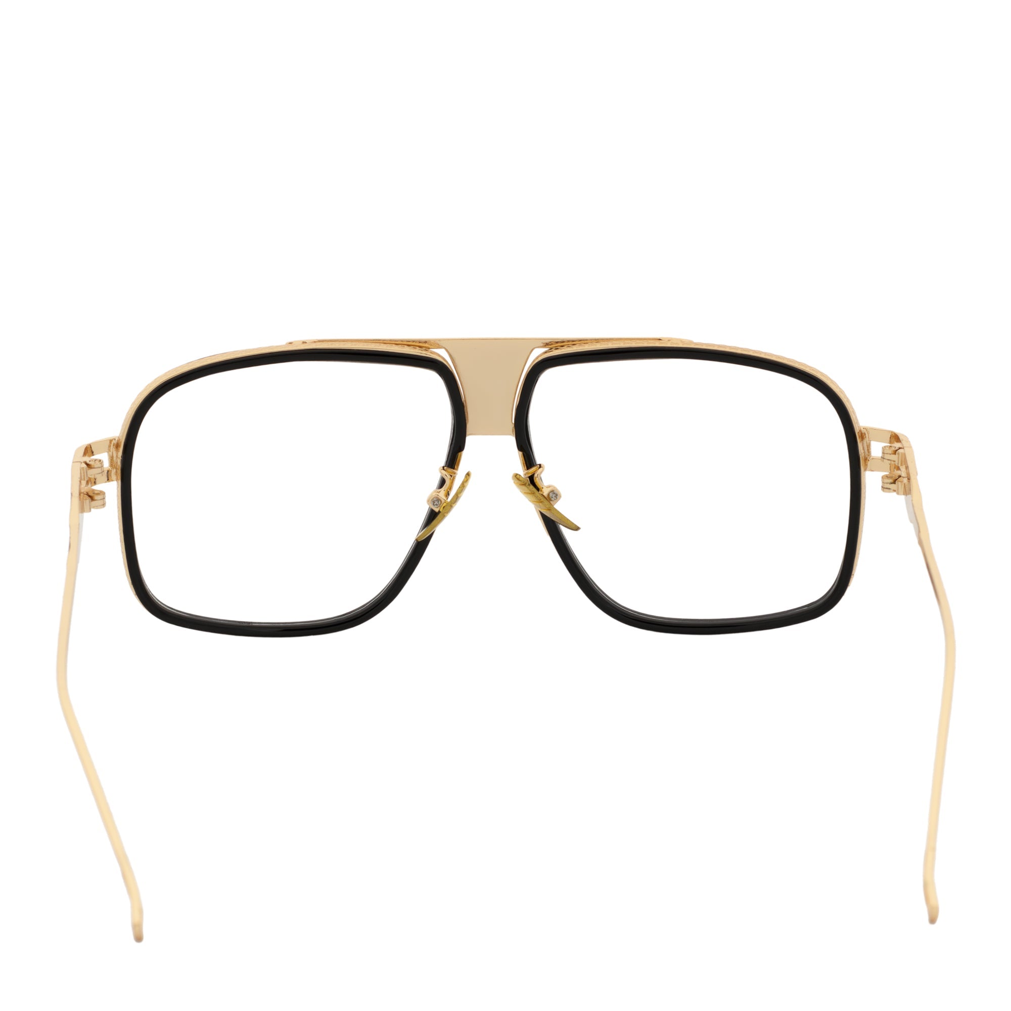 MAC - Two - Tone Square Metal Aviator Black - Gold Glasses Clear Blue Light Lens