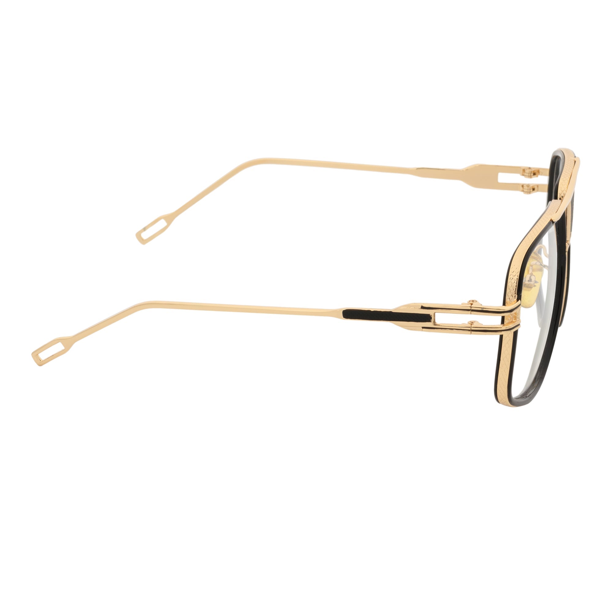 MAC - Two - Tone Square Metal Aviator Black - Gold Glasses Clear Blue Light Lens