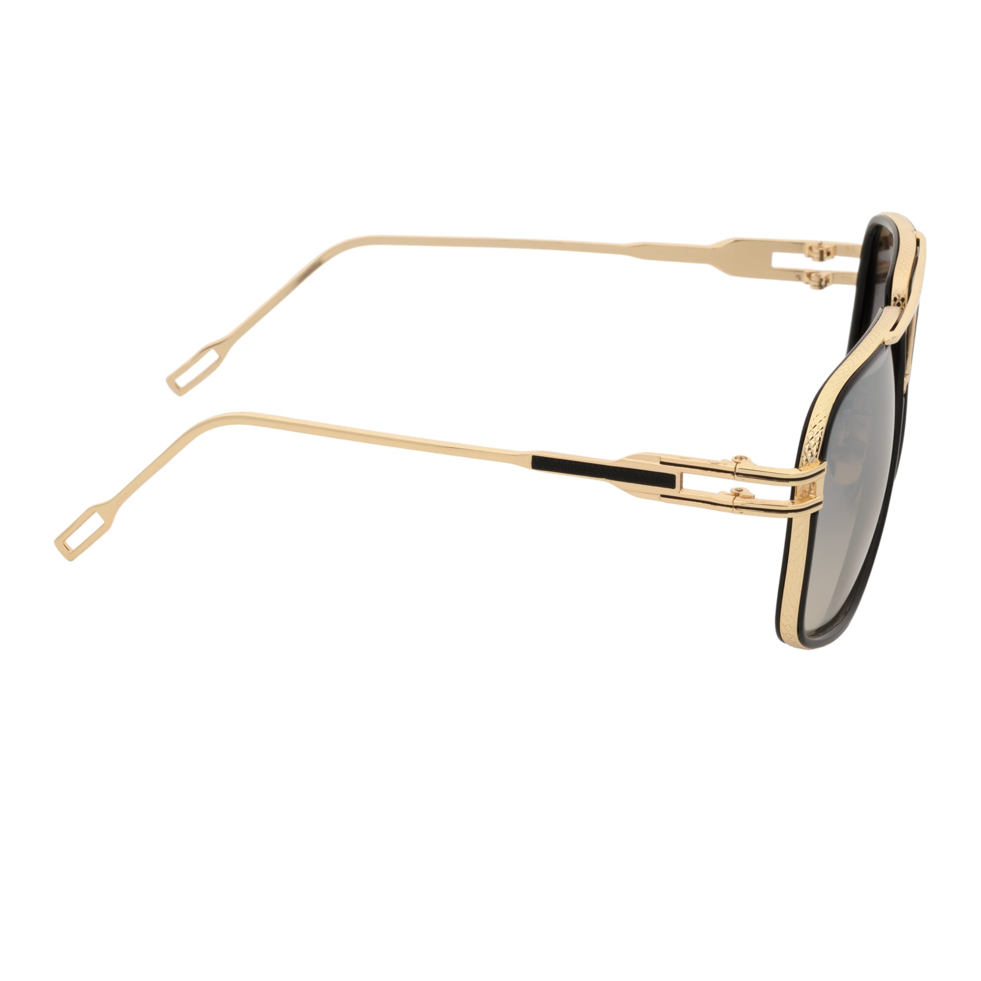 MAC - Two - Tone Square Metal Aviator Black - Gold Sunglasses Silver Mirror Lens
