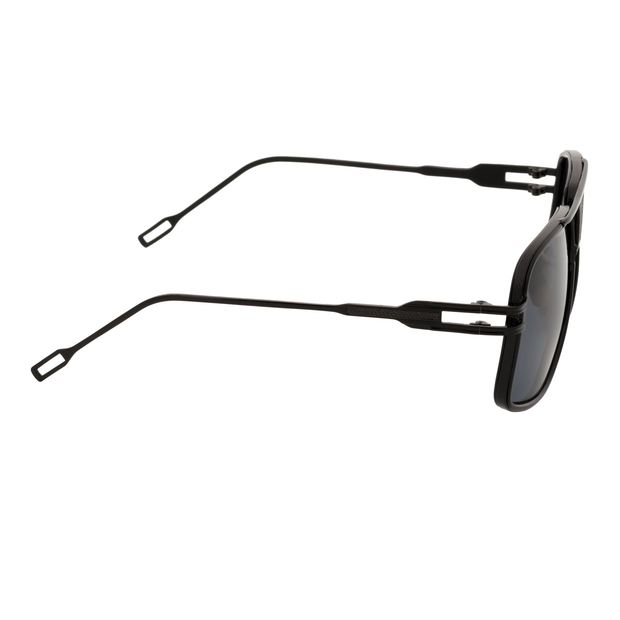 MAC - Two - Tone Square Metal Aviator Black Sunglasses Dark Smoke Lens