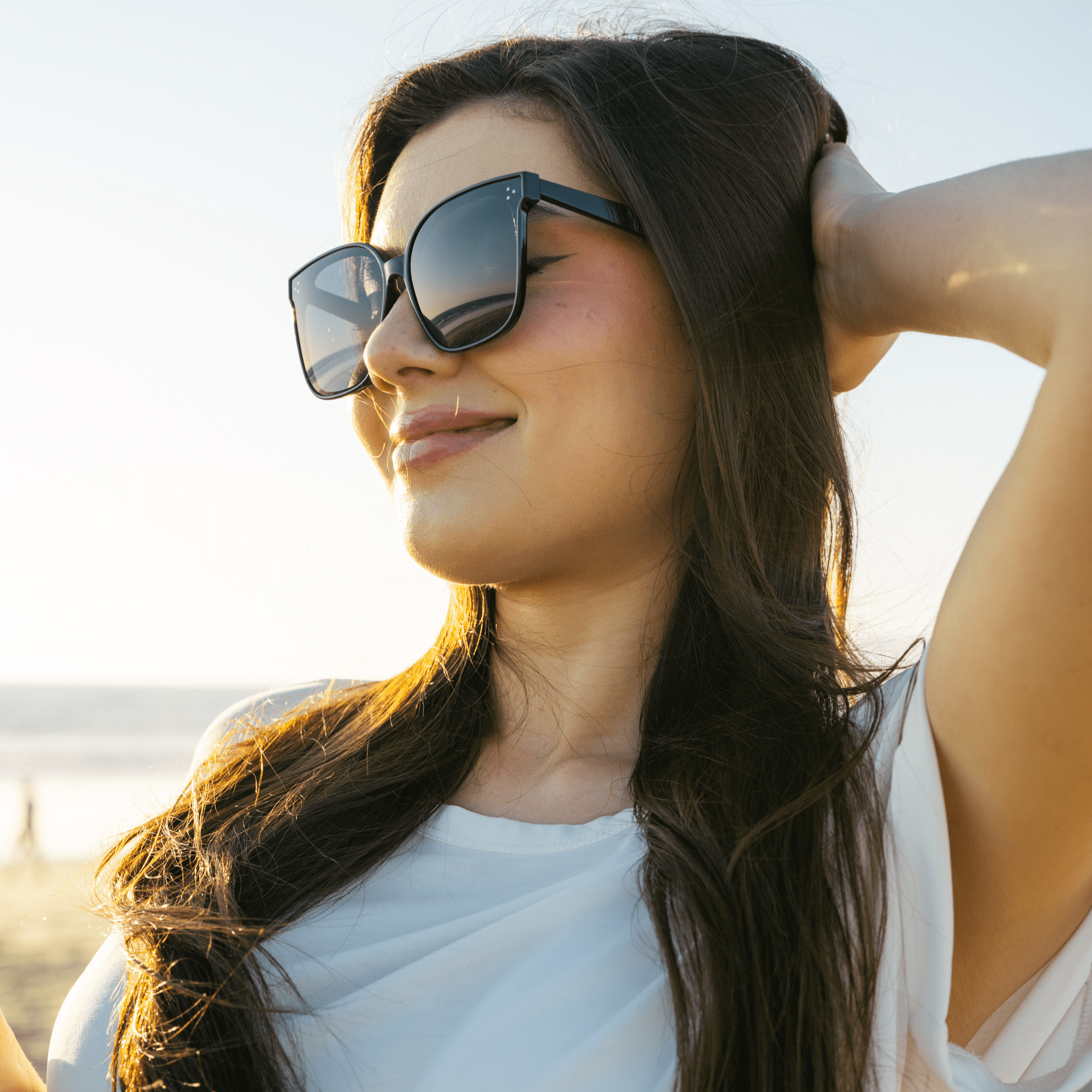 MIA - Polarized Womens Oversize 3 Pin Cat Eye Sunglasses Gloss Black Smoke