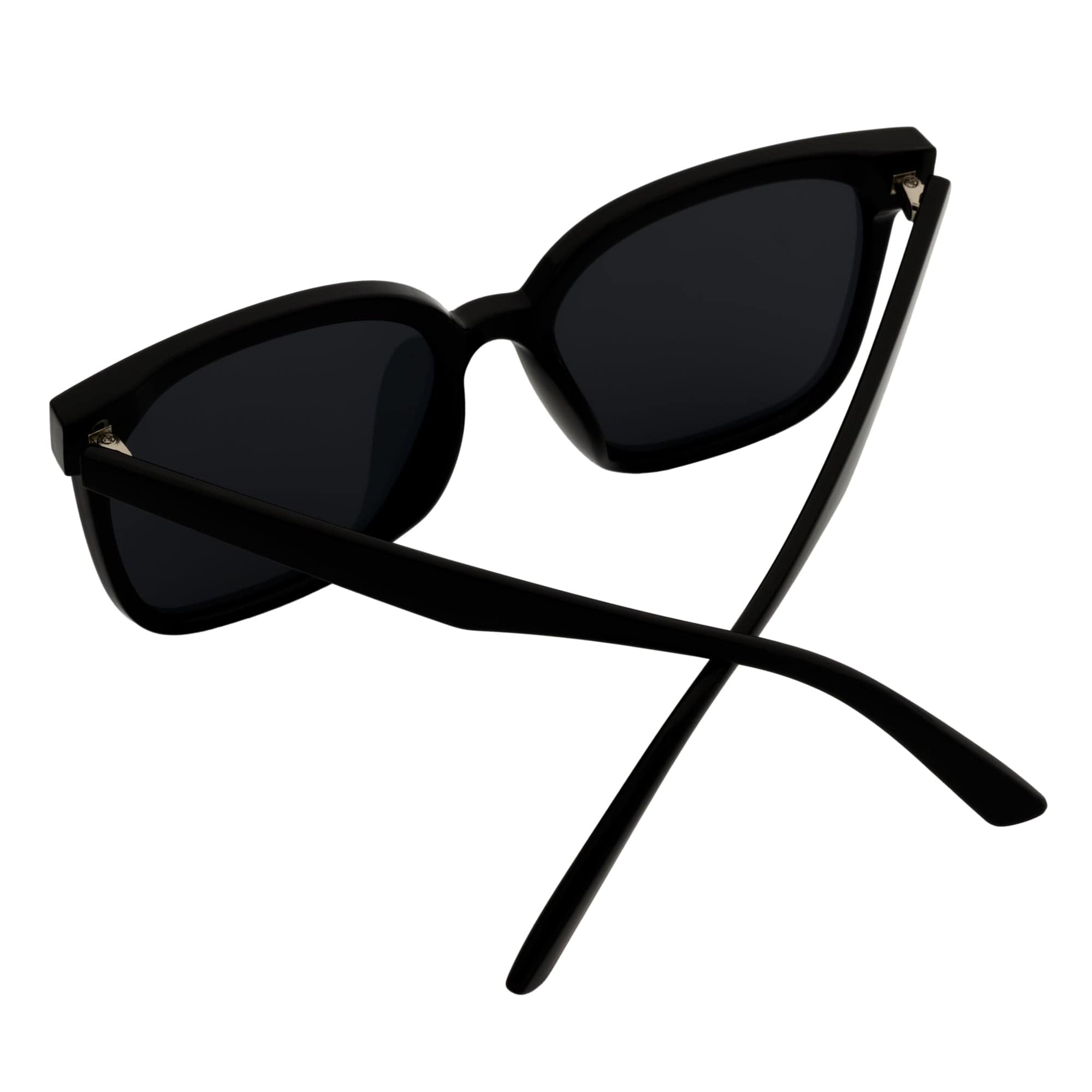 MIA - Polarized Womens Oversize 3 Pin Cat Eye Sunglasses Gloss Black Smoke