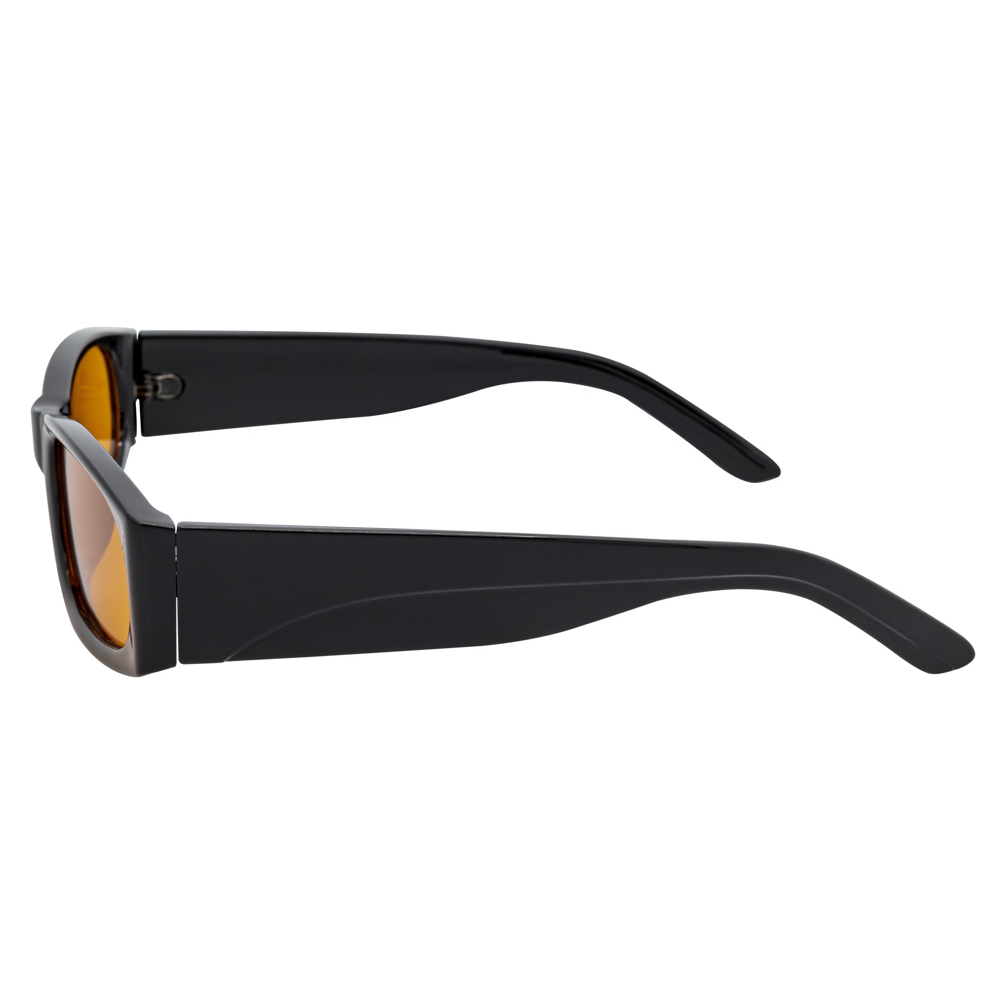 MILO - Thick Small Rectangle Sunglasses Black Orange Tint