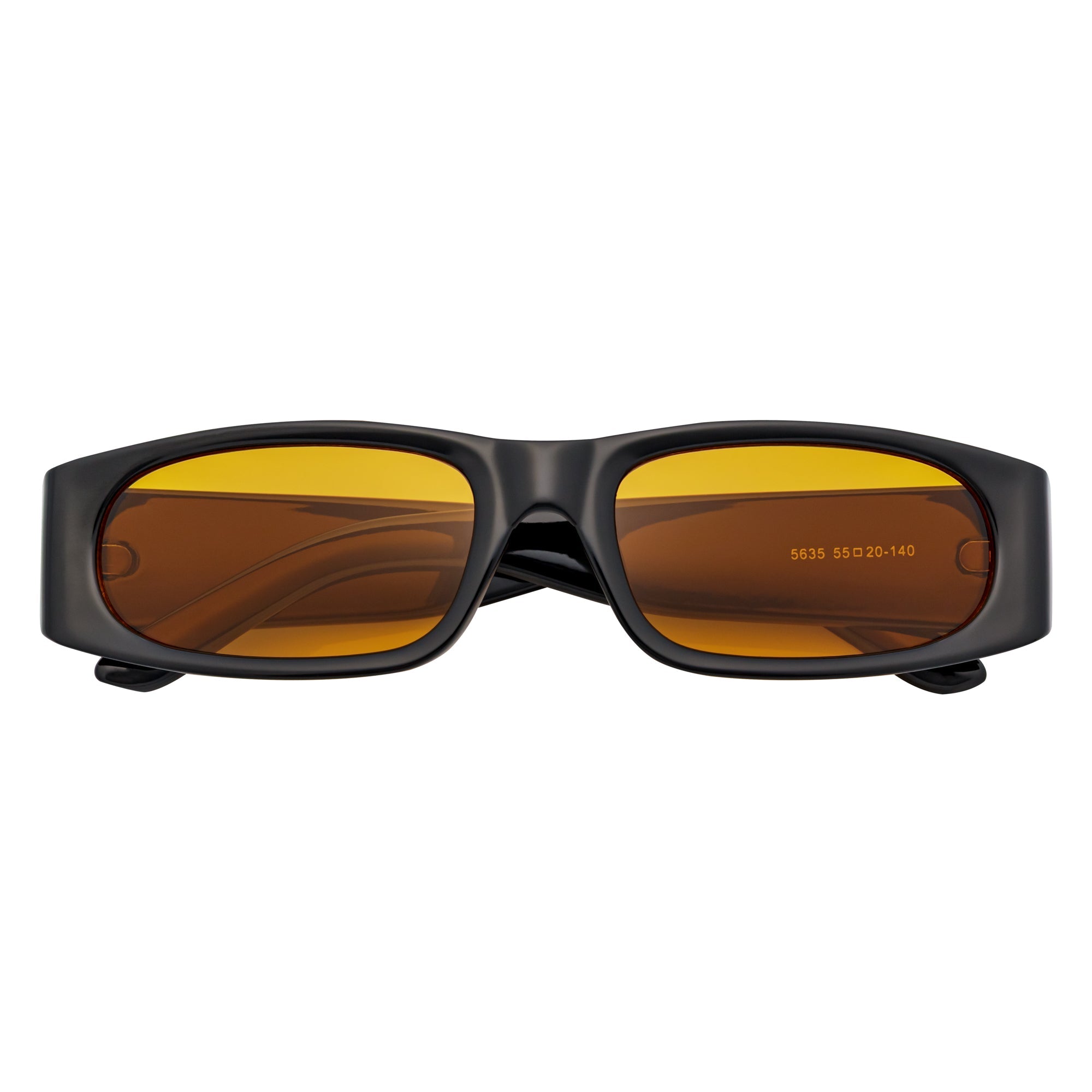 MILO - Thick Small Rectangle Sunglasses Black Orange Tint