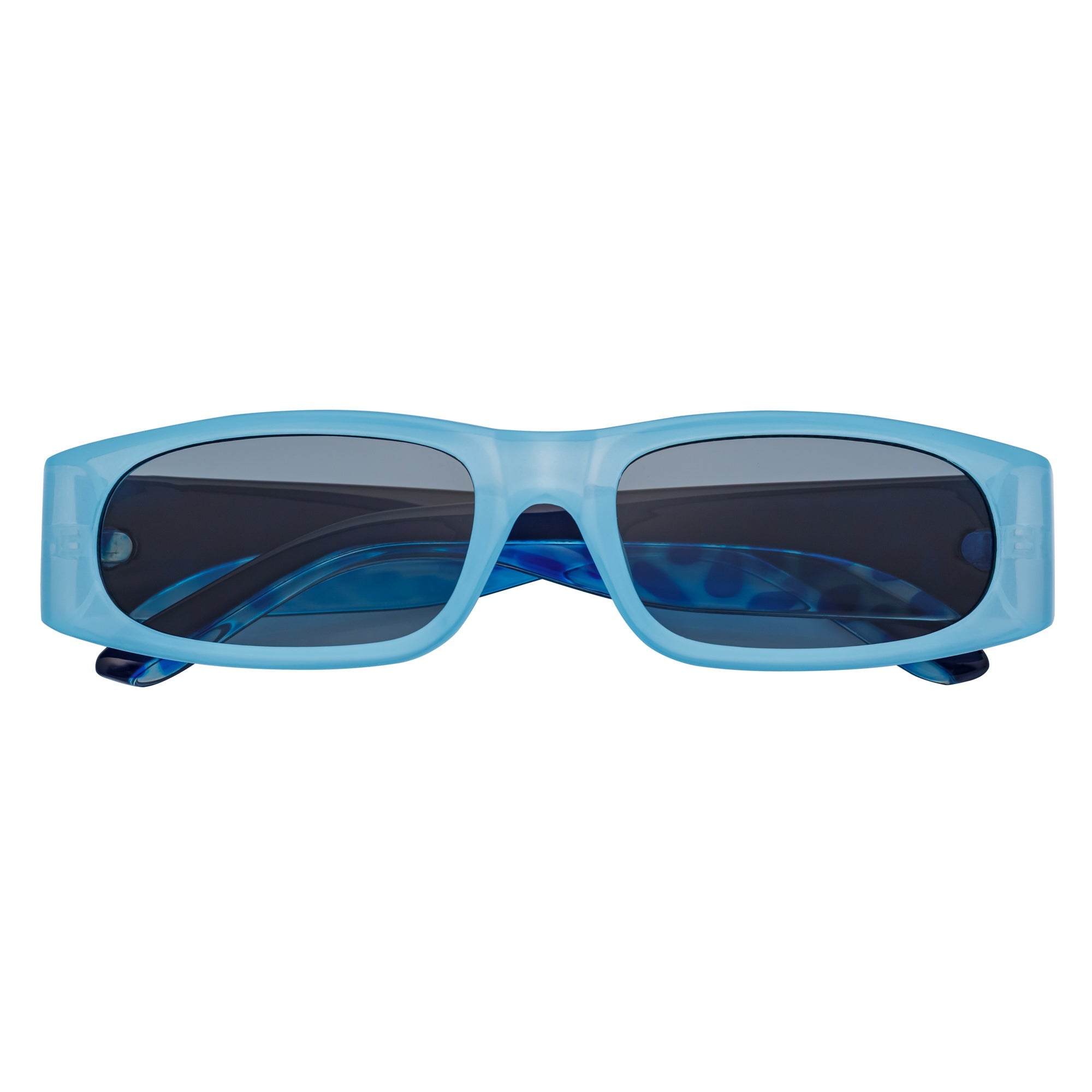 MILO - Thick Small Rectangle Sunglasses Blue-Smoke