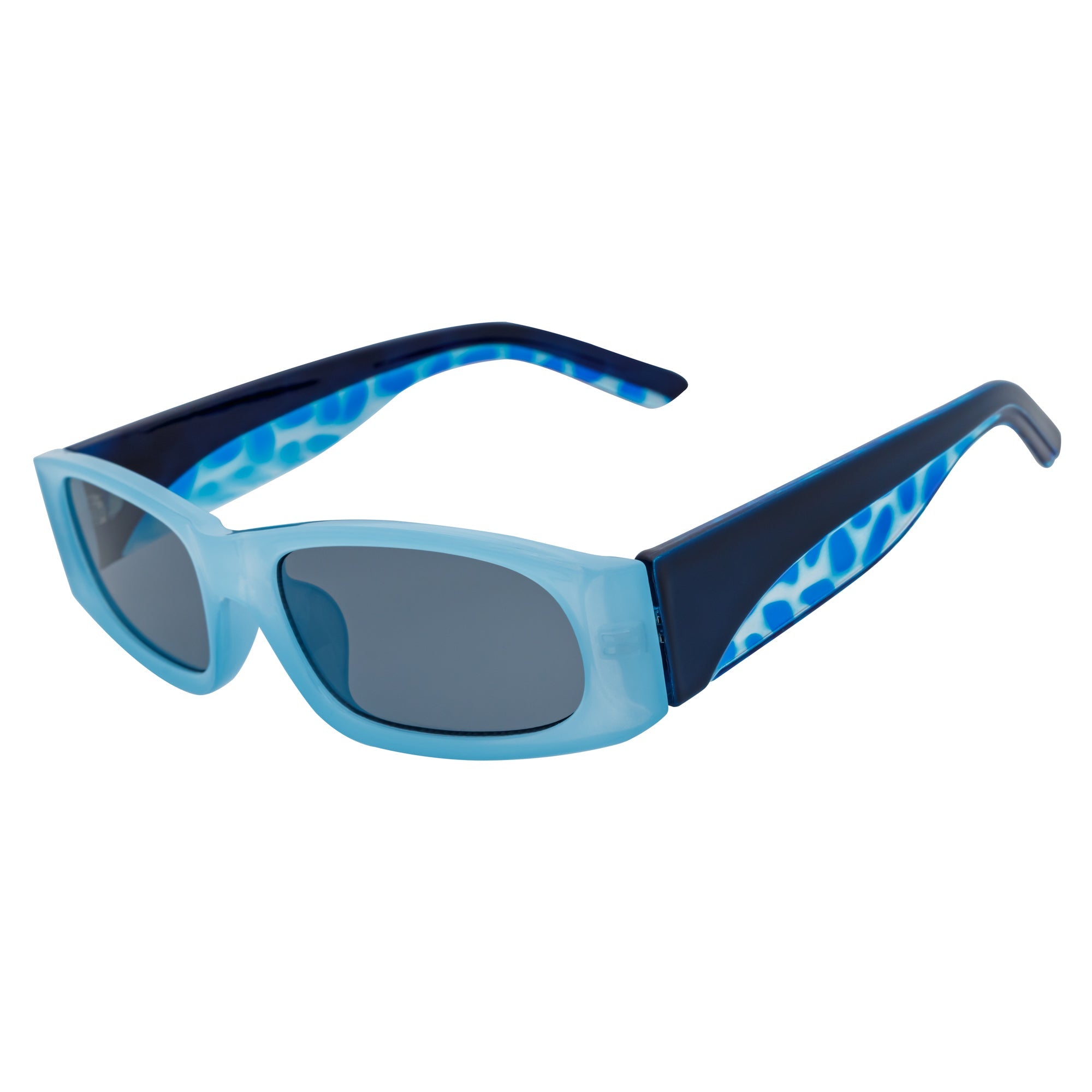 MILO - Thick Small Rectangle Sunglasses Blue-Smoke