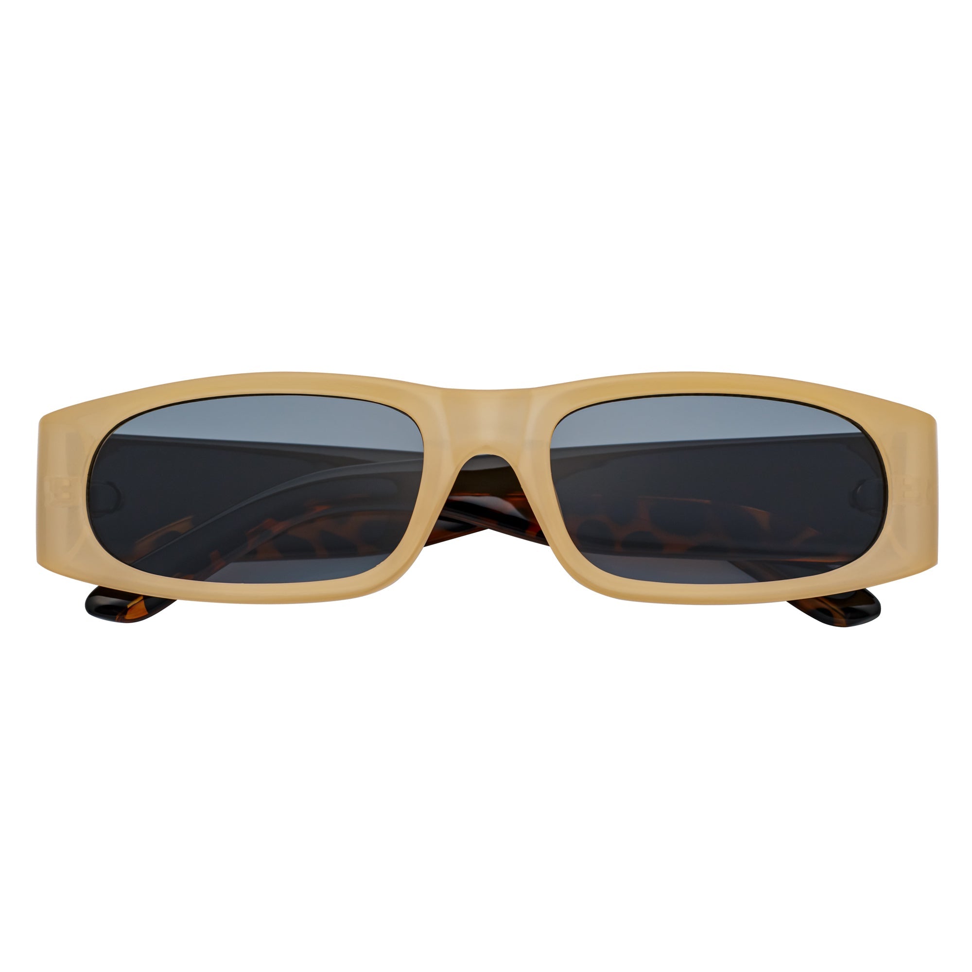 MILO - Thick Small Rectangle Sunglasses Tan-Black Smoke