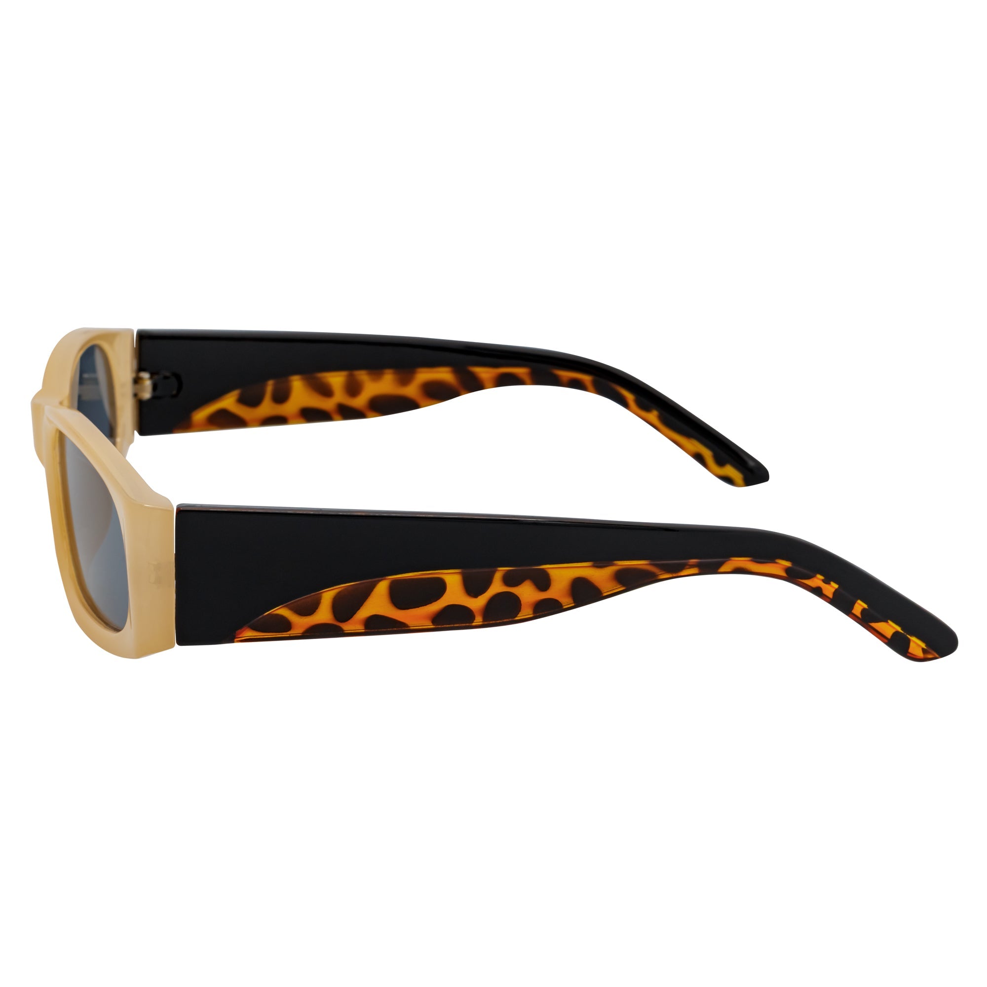MILO - Thick Small Rectangle Sunglasses Tan-Black Smoke