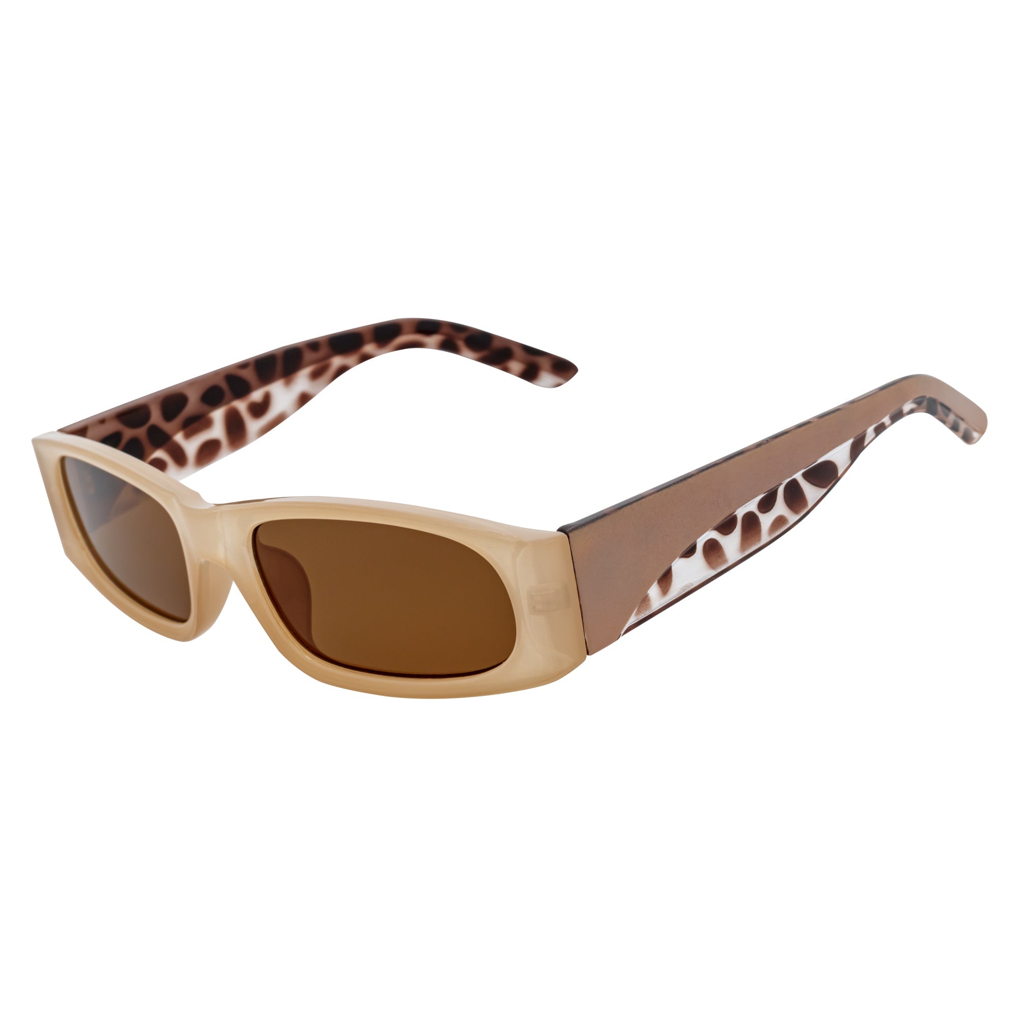 MILO - Thick Small Rectangle Sunglasses Tan-Brown Brown Tint