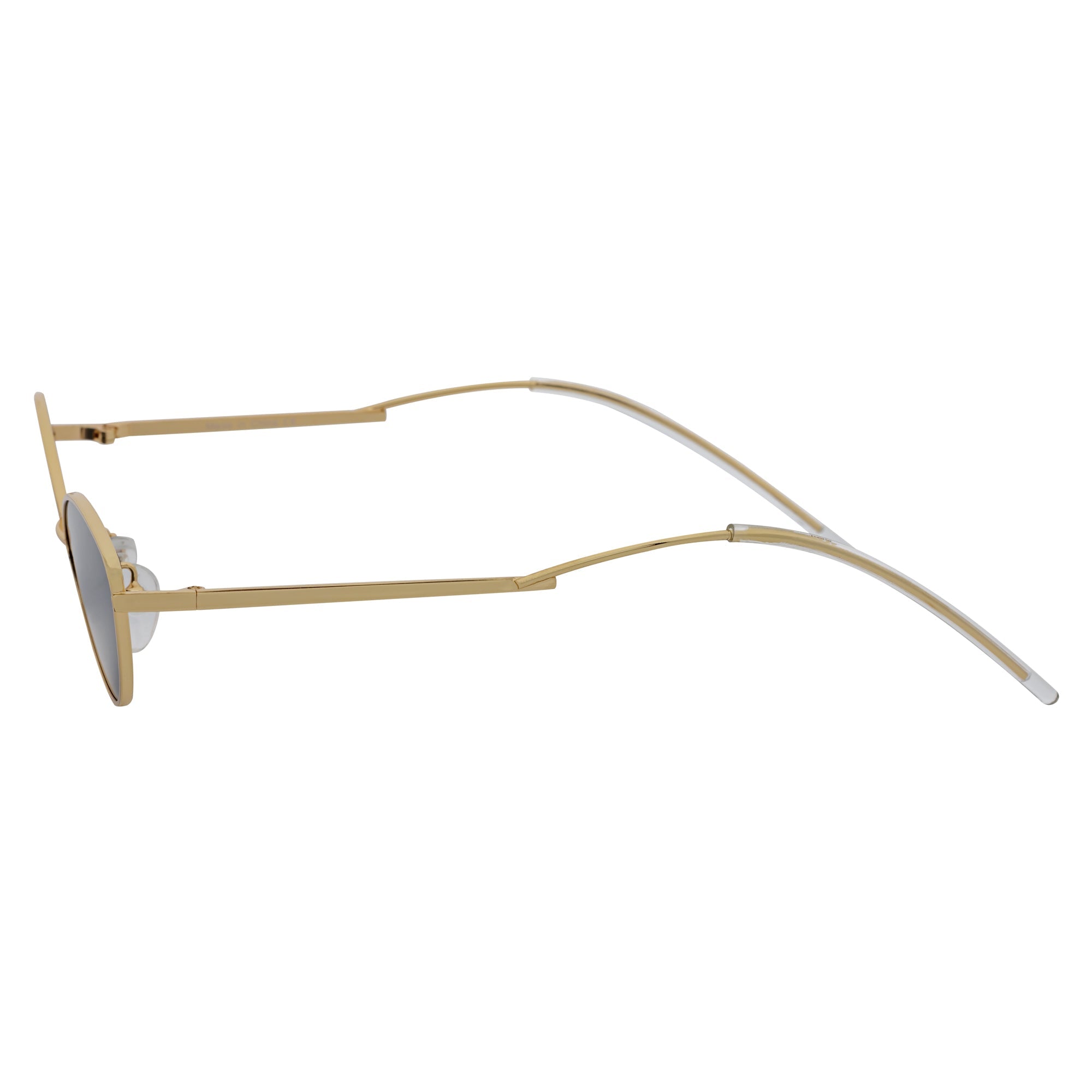 MINX - Mid Century Modern Slim Metal Small Cat Eye Sunglasses Gold Smoke
