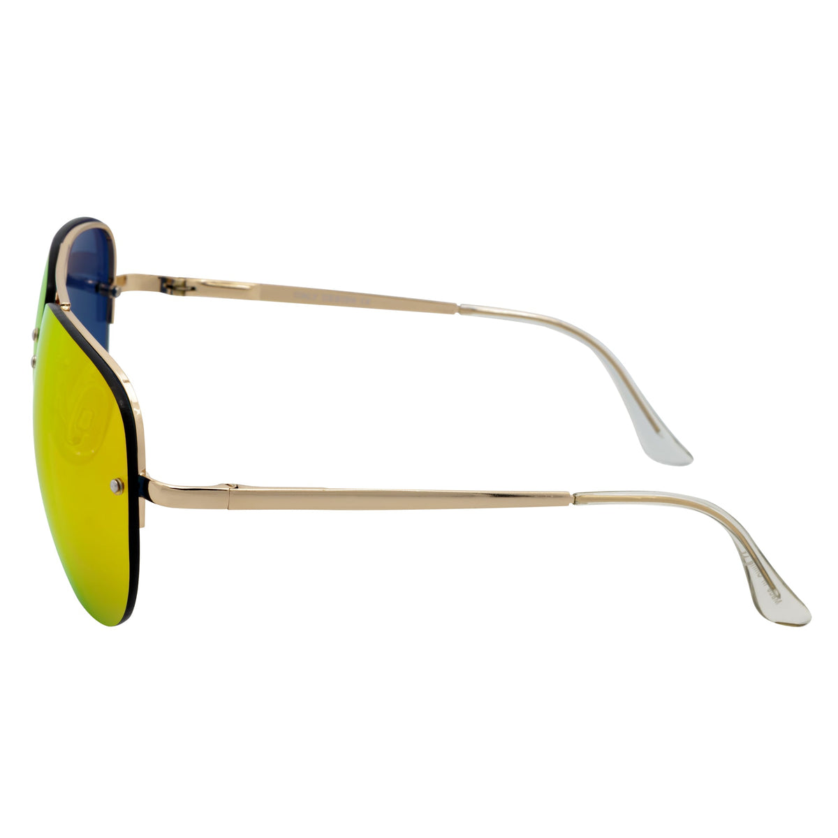 MIRAMAR - Flex Hinge Rimless Metal Aviator Sunglasses Gold Orange-Mirror