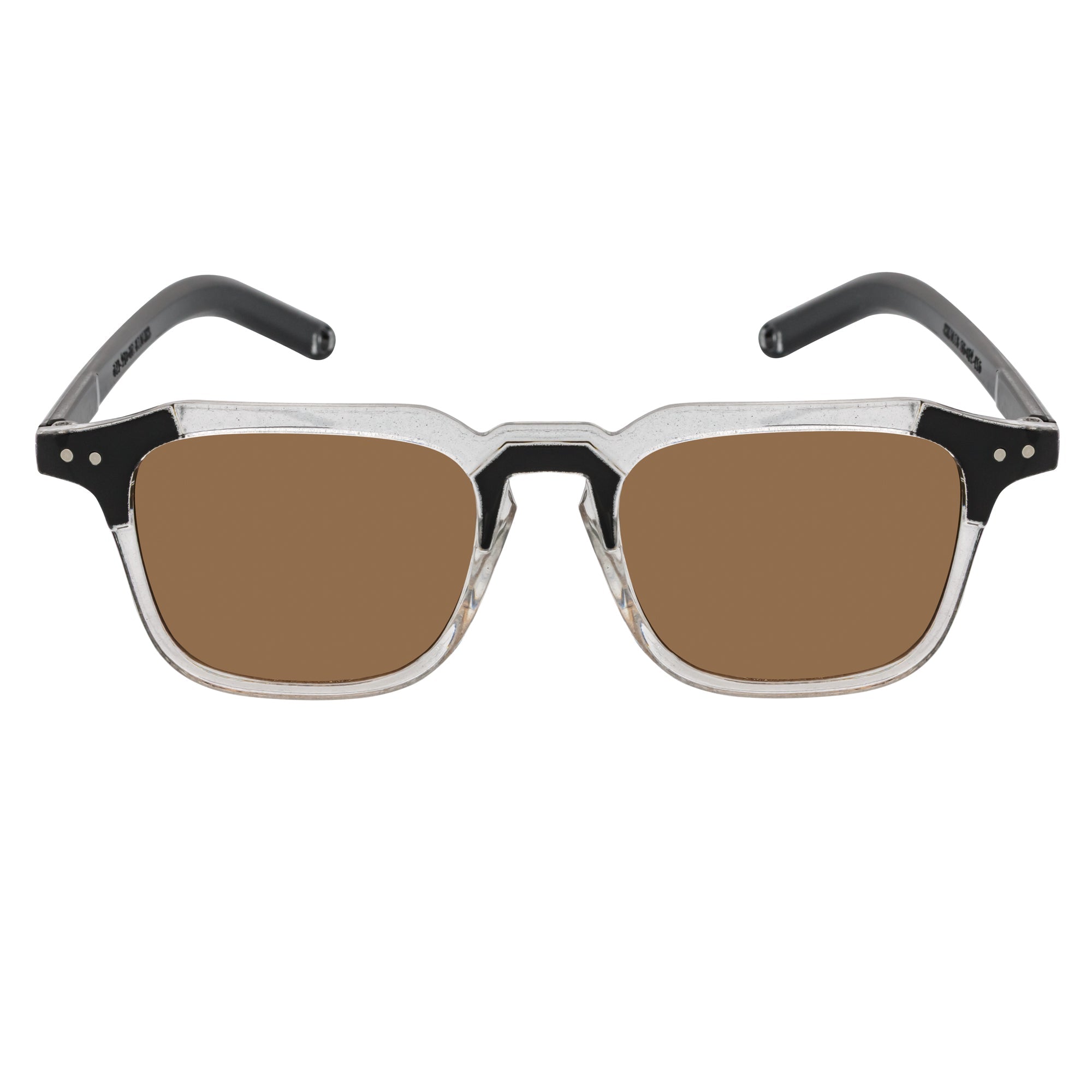MISSONI - Two - Tone Square Horn Rimmed Black - Clear Sunglasses Brown Lens
