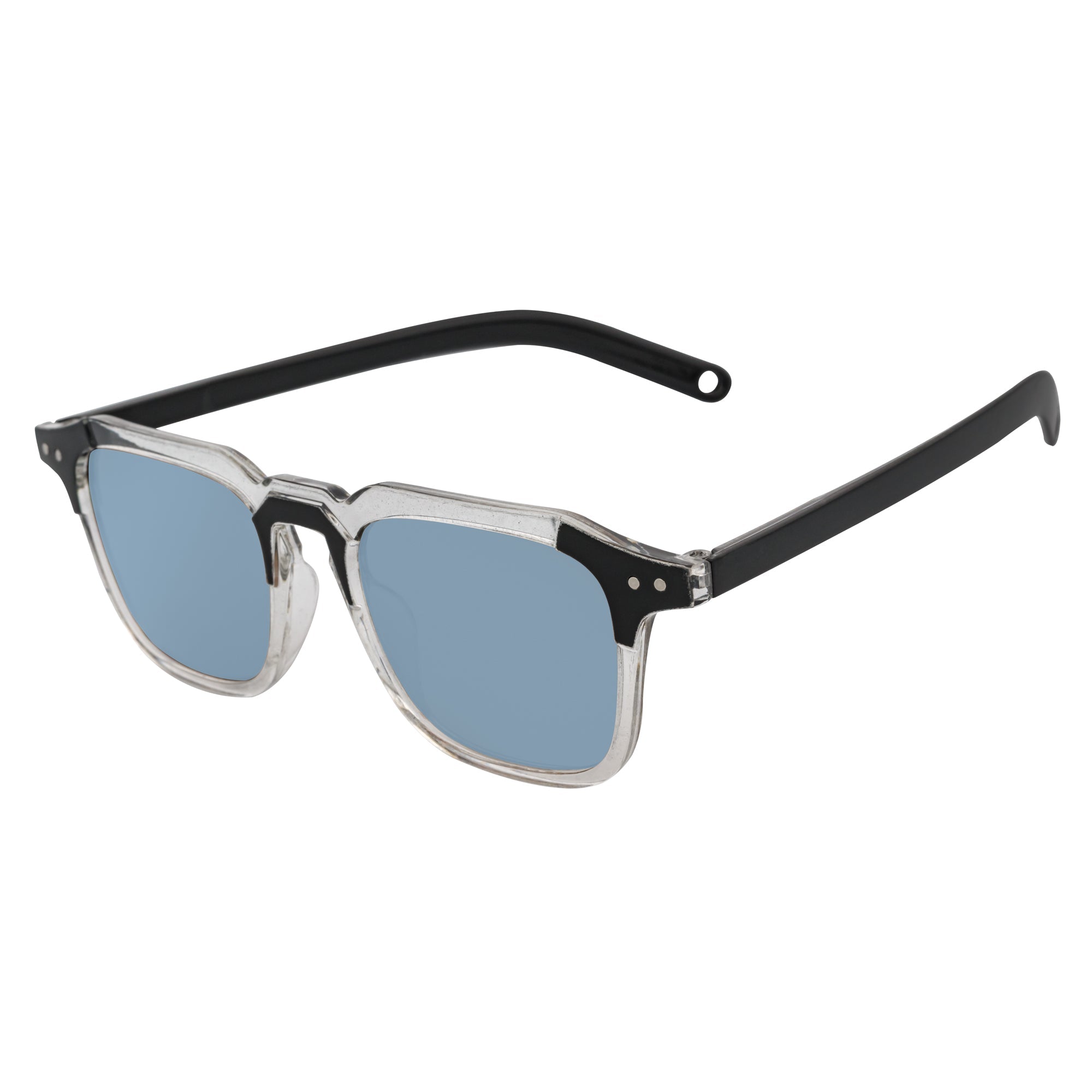 MISSONI - Two - Tone Square Horn Rimmed Sunglasses Black - Clear Blue Lens