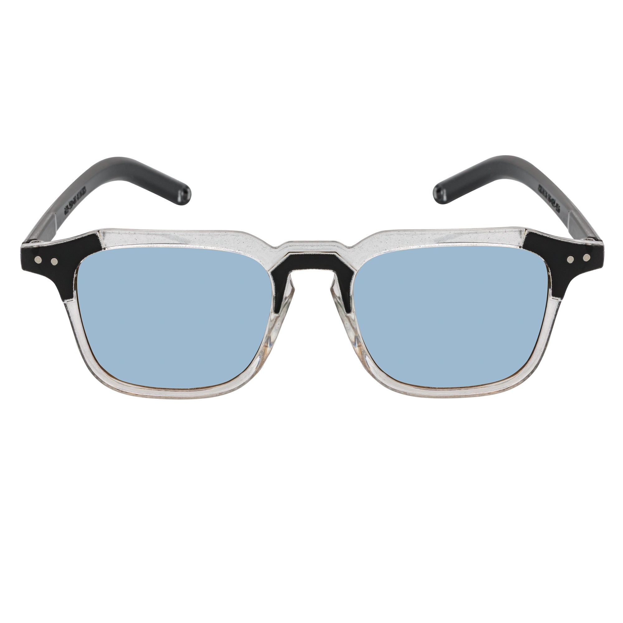 MISSONI - Two - Tone Square Horn Rimmed Sunglasses Black - Clear Blue Lens