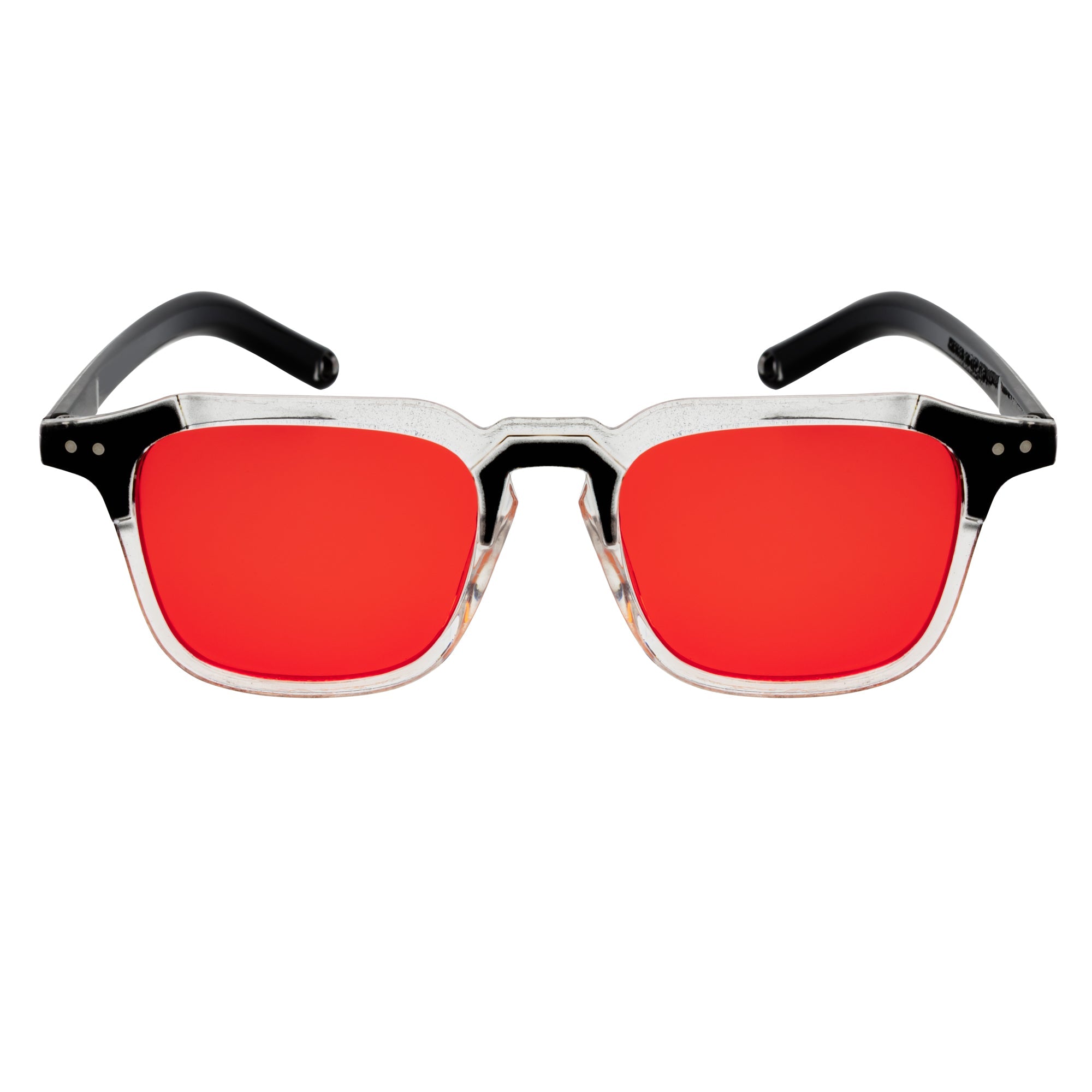MISSONI - Two - Tone Square Horn Rimmed Sunglasses Black - Clear Red Tint