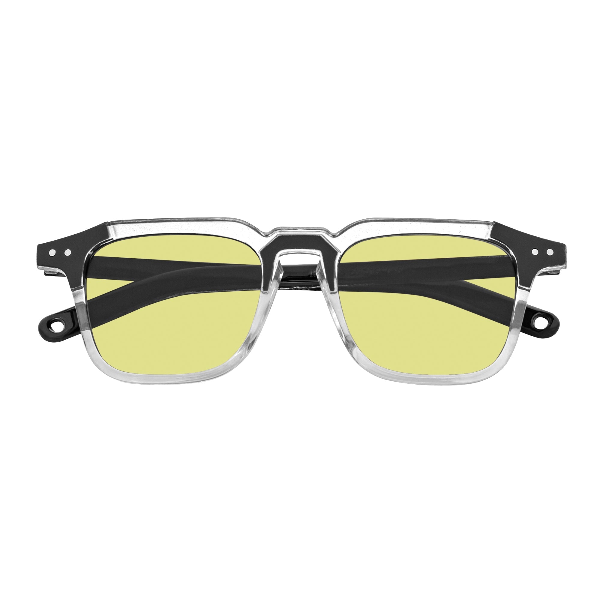 MISSONI - Two - Tone Square Horn Rimmed Sunglasses Black - Clear Yellow Lens