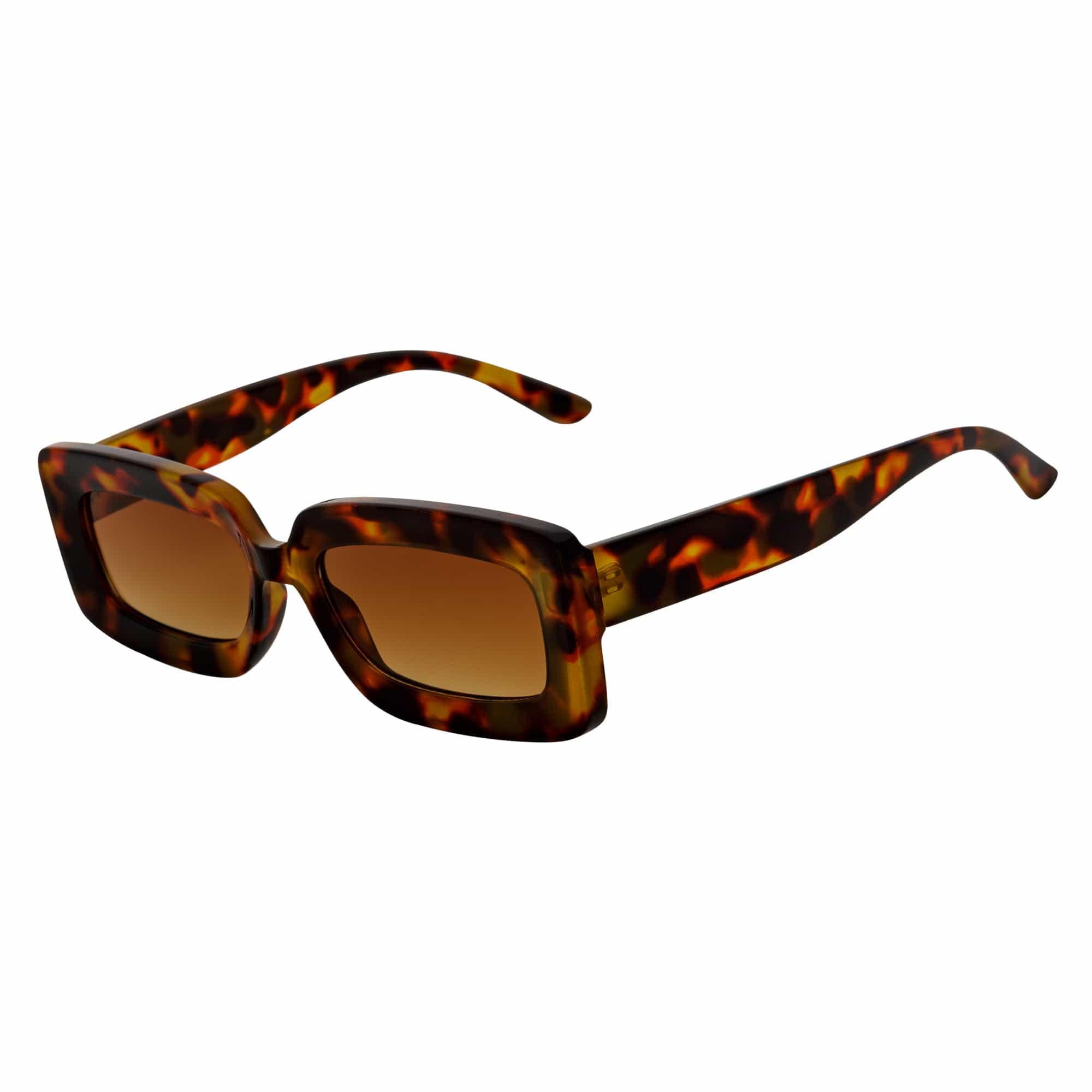 MOD - Small Thick Rectangle Retro 90s Style Sunglasses Tortoise Brown Tint
