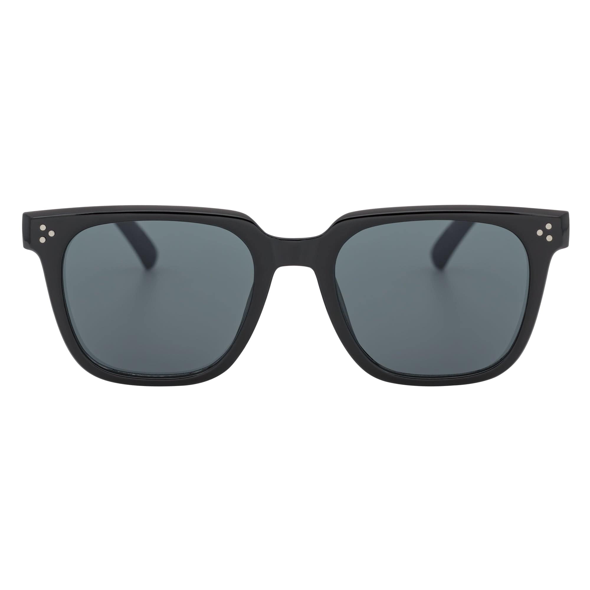 MONDO - High Fashion Square Horn Rimmed Sunglasses Black Smoke Tint