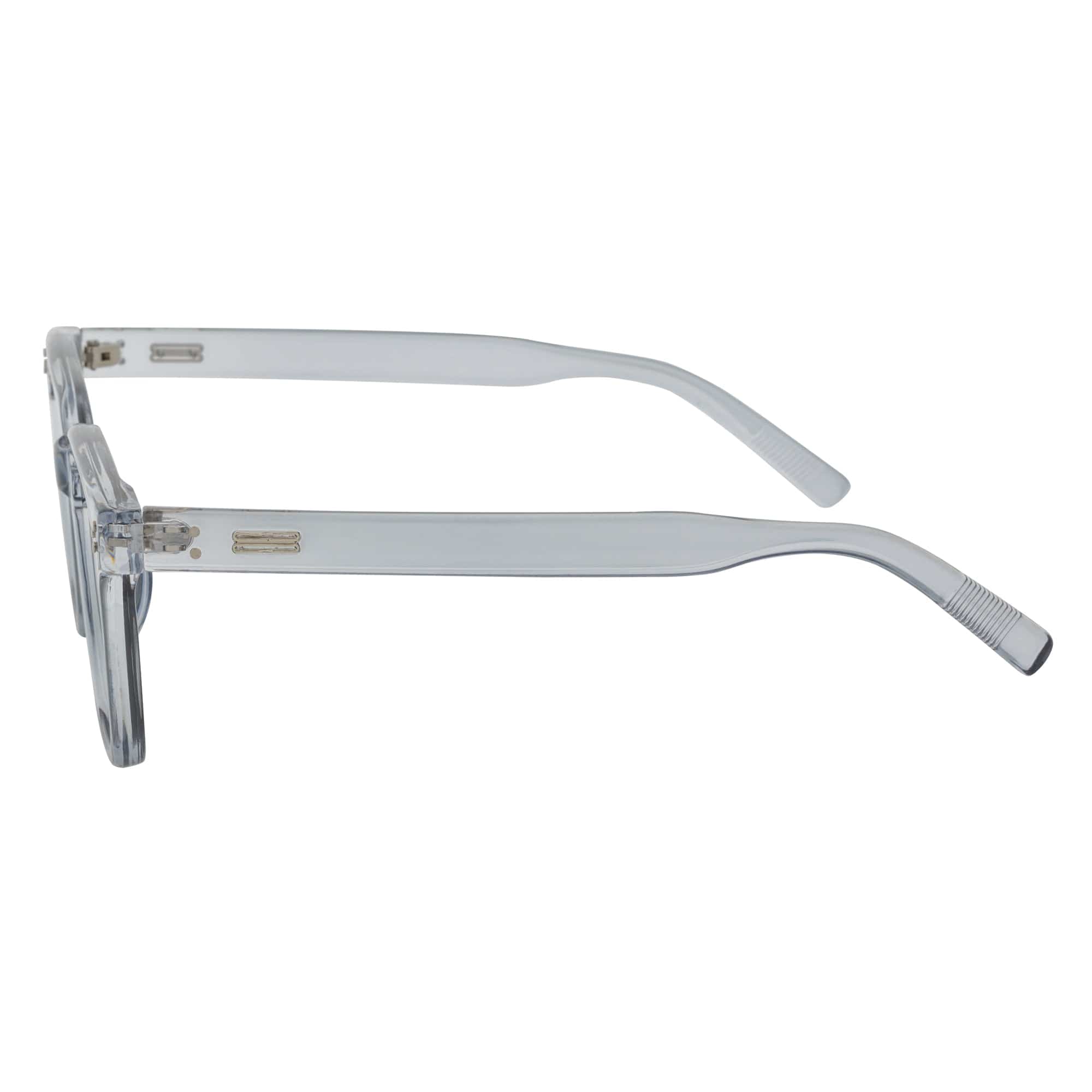 MONDO - High Fashion Square Horn Rimmed Sunglasses Clear Gray Smoke Tint