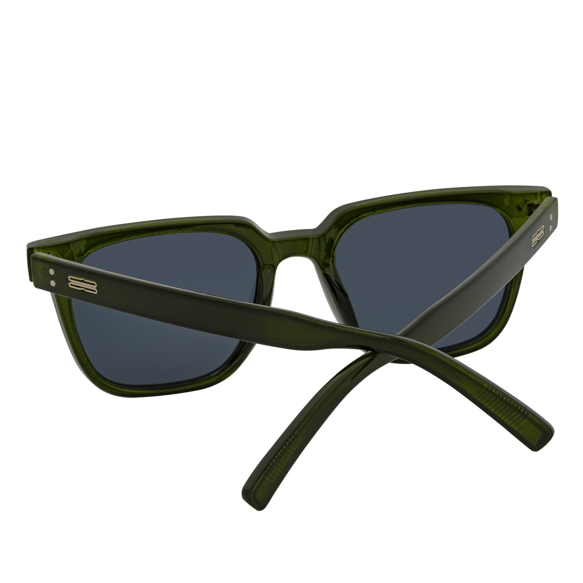 MONDO - High Fashion Square Horn Rimmed Sunglasses Green Smoke Tint