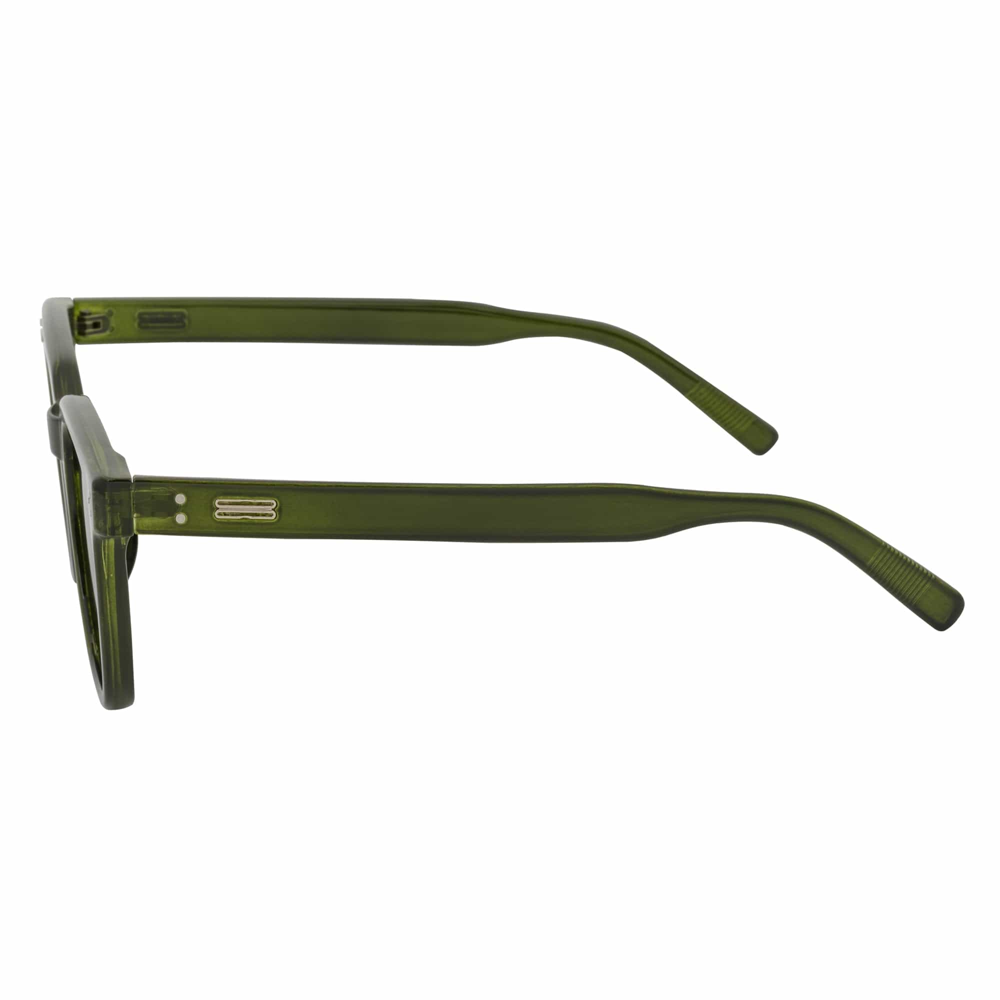 MONDO - High Fashion Square Horn Rimmed Sunglasses Green Smoke Tint