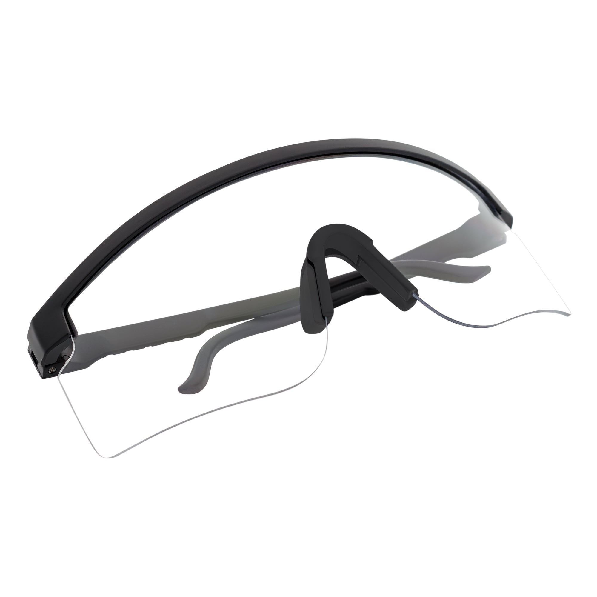MONOLITH - X - Large Rimless Sports Matte Black Shield Glasses Clear Blue Light Lens
