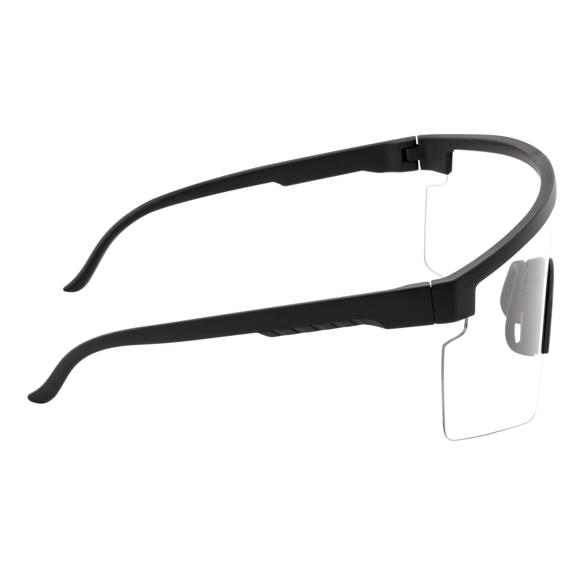 MONOLITH - X - Large Rimless Sports Matte Black Shield Glasses Clear Blue Light Lens