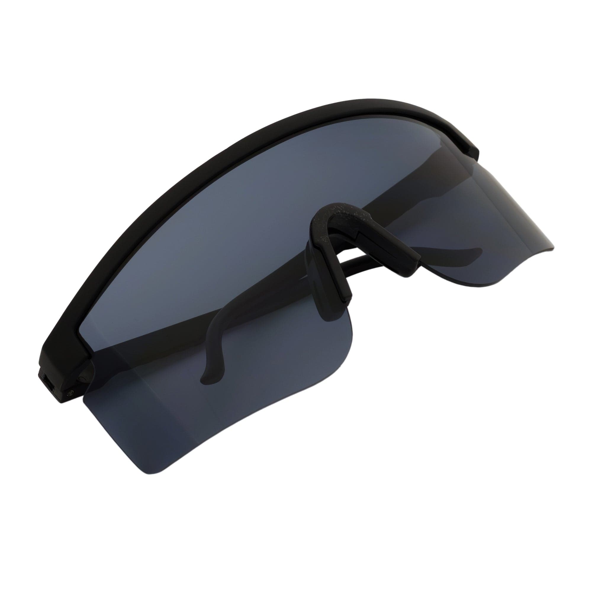 MONOLITH - X - Large Rimless Sports Shield Sunglasses Matte Black Dark Smoke Tint - MorspecsM1011-5