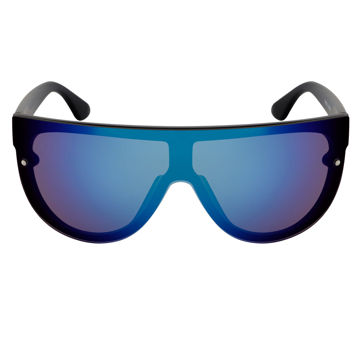 MONOS - Oversize Flat Top Rimless Shield Sunglasses Clear Silver-Mirror
