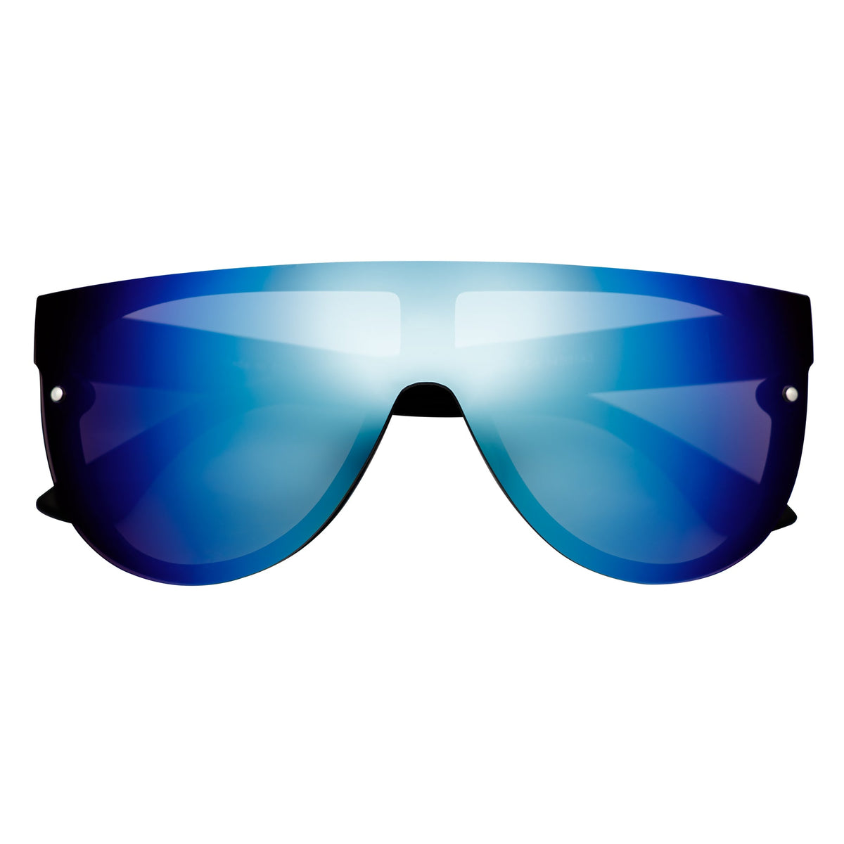 MONOS - Oversize Flat Top Rimless Shield Sunglasses Clear Silver-Mirror