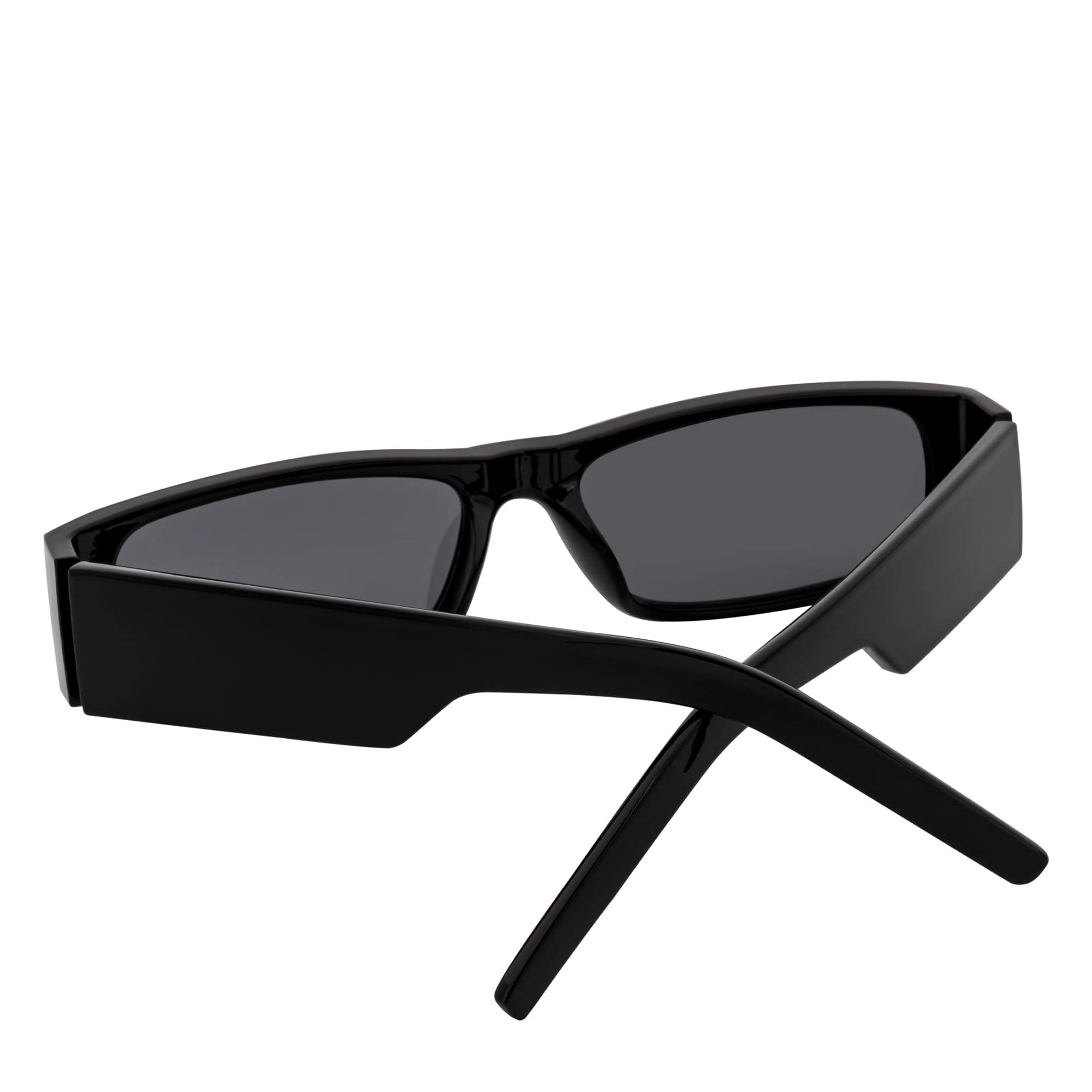 MONTERREY - Thick Frame 90s Style Small Rectangle Sunglasses Black Smoke