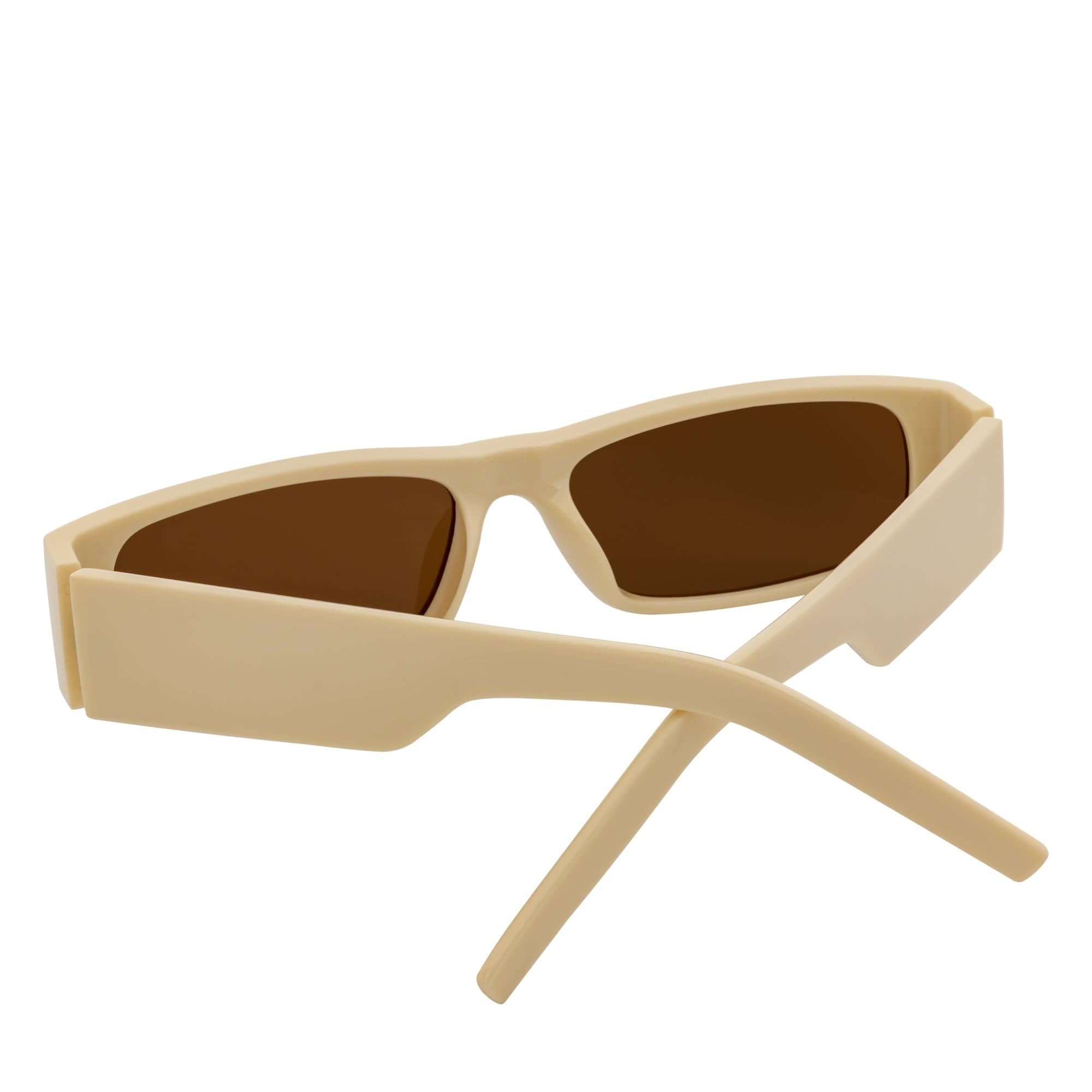 MONTERREY - Thick Frame 90s Style Small Rectangle Sunglasses Cream Brown Lens
